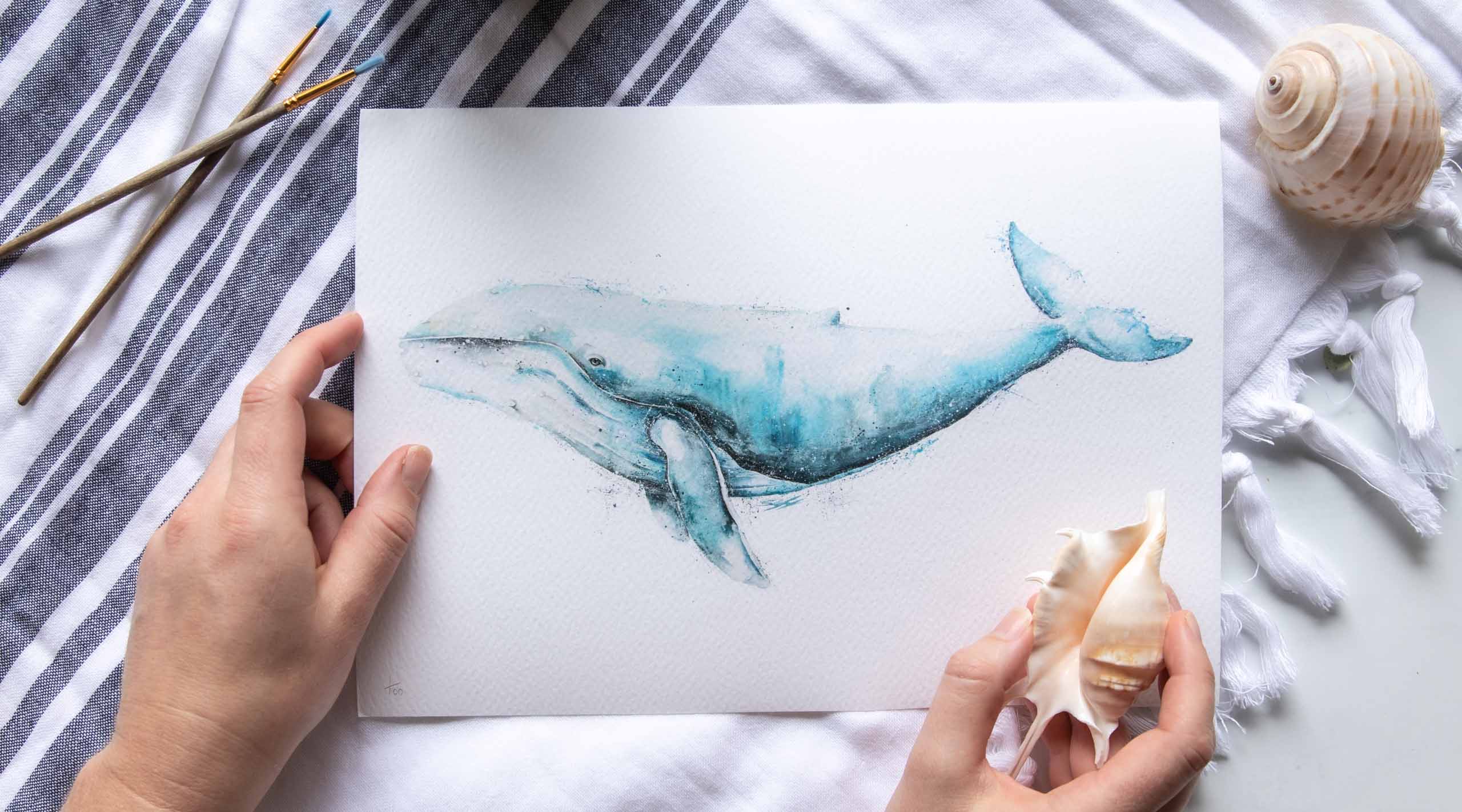 Humpback Whale watercolour fine art print