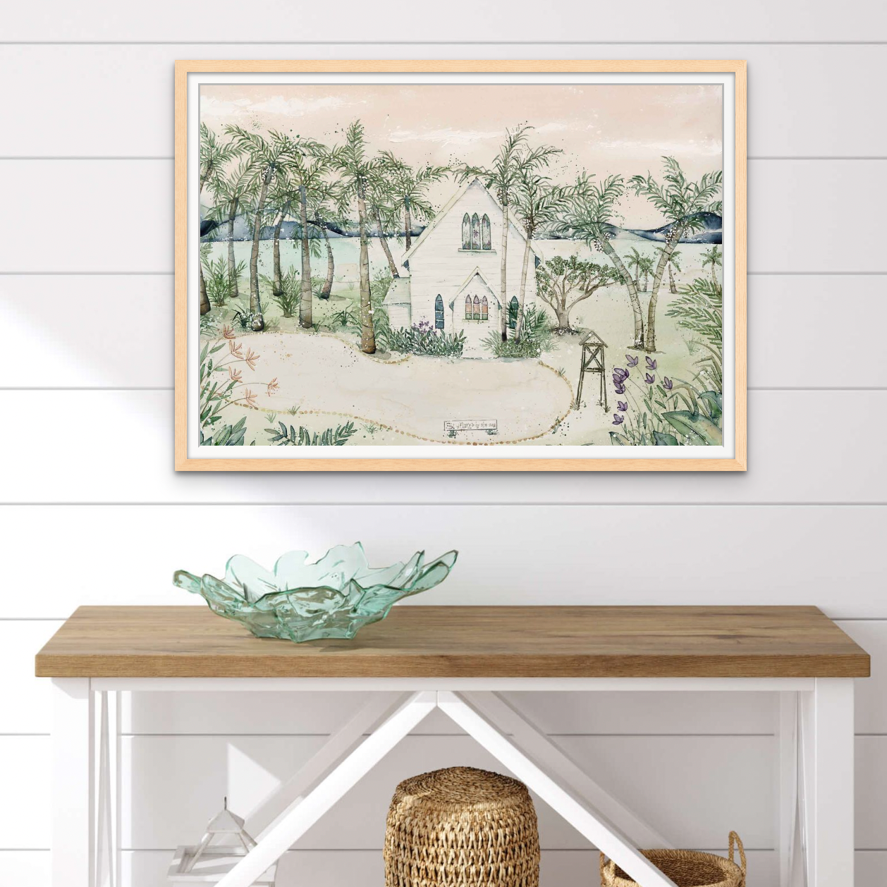 fine art paper print of port douglas st marys chapel framed in oak 1