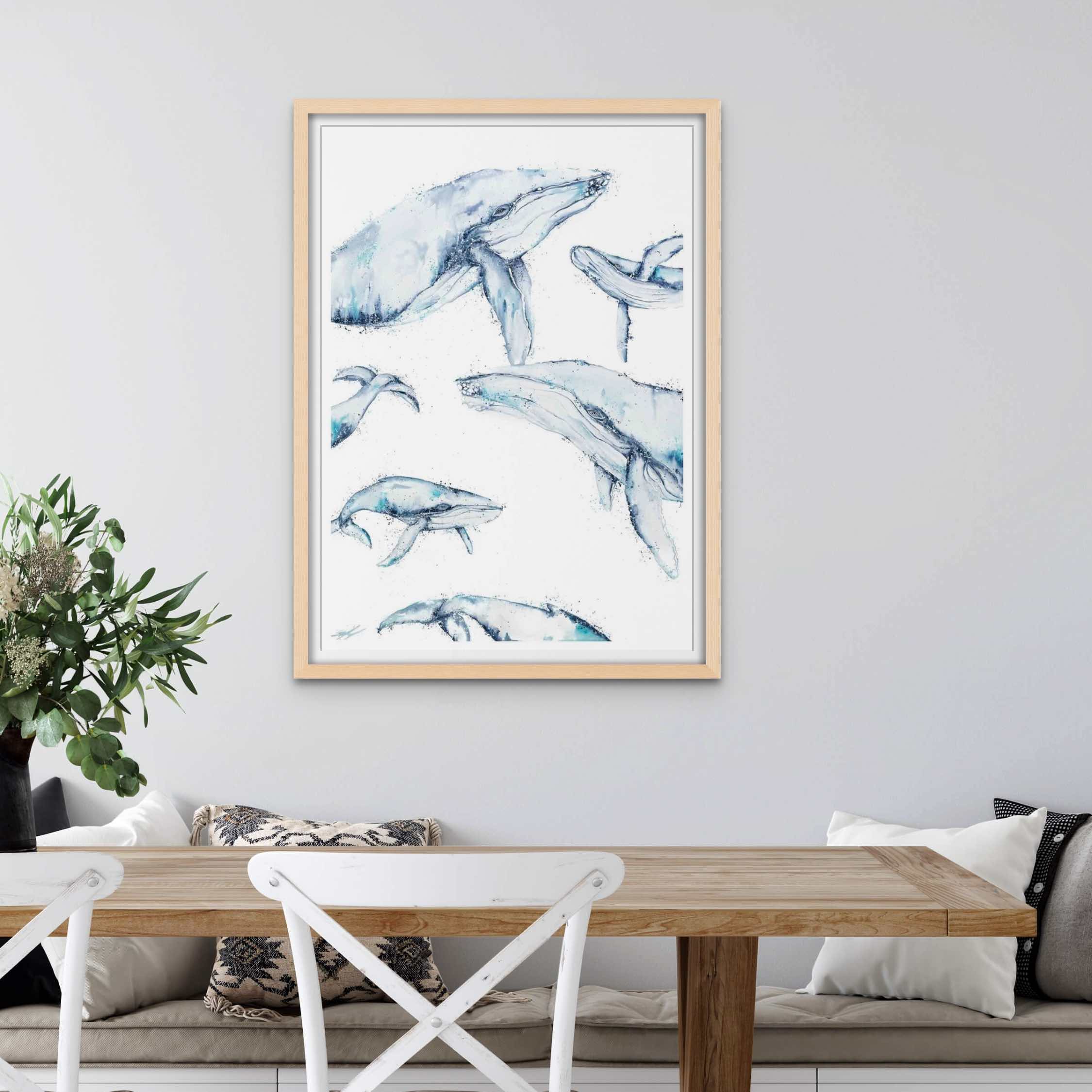 family trip whale wall art print 