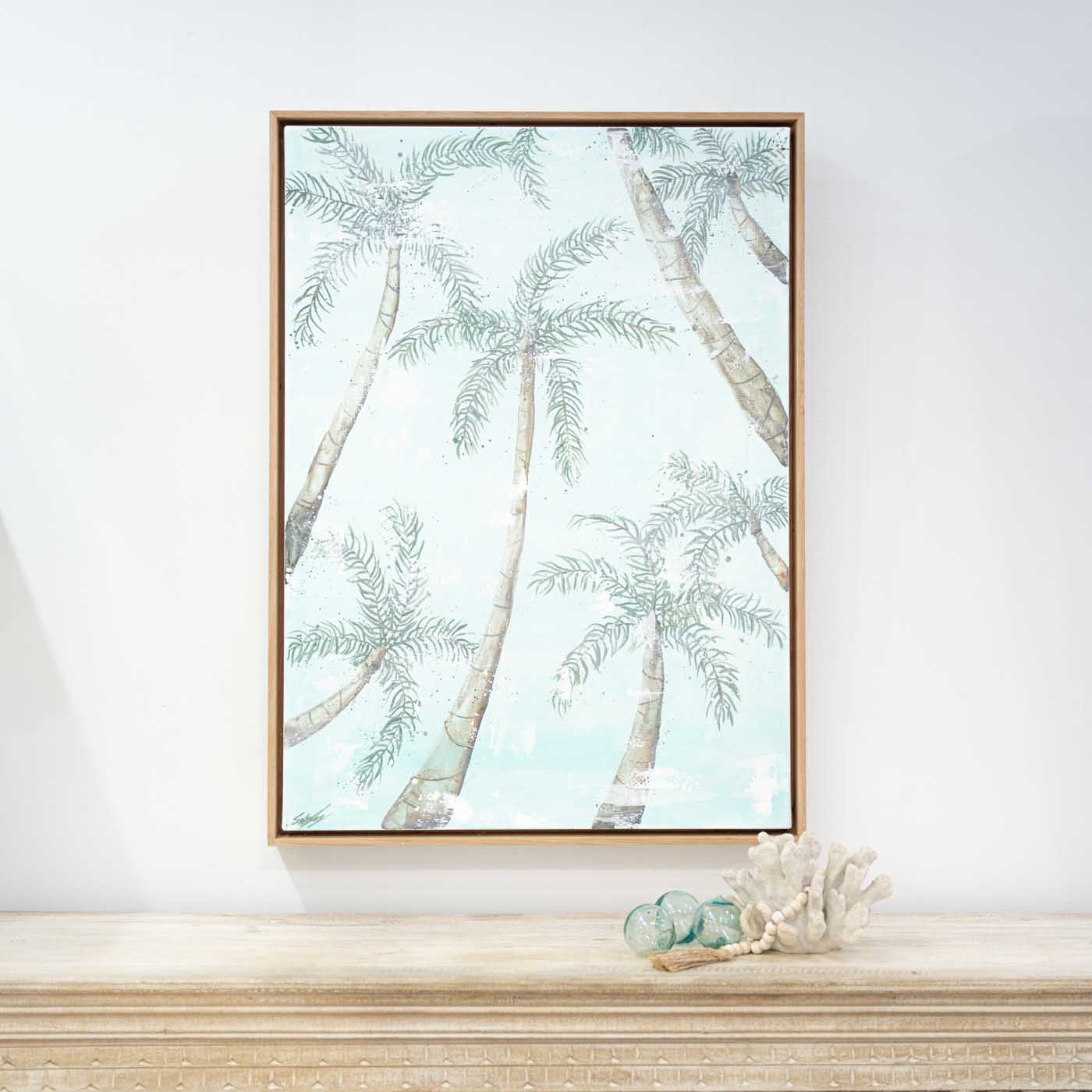 look up port douglas palm trees framed canvas artwork wall art