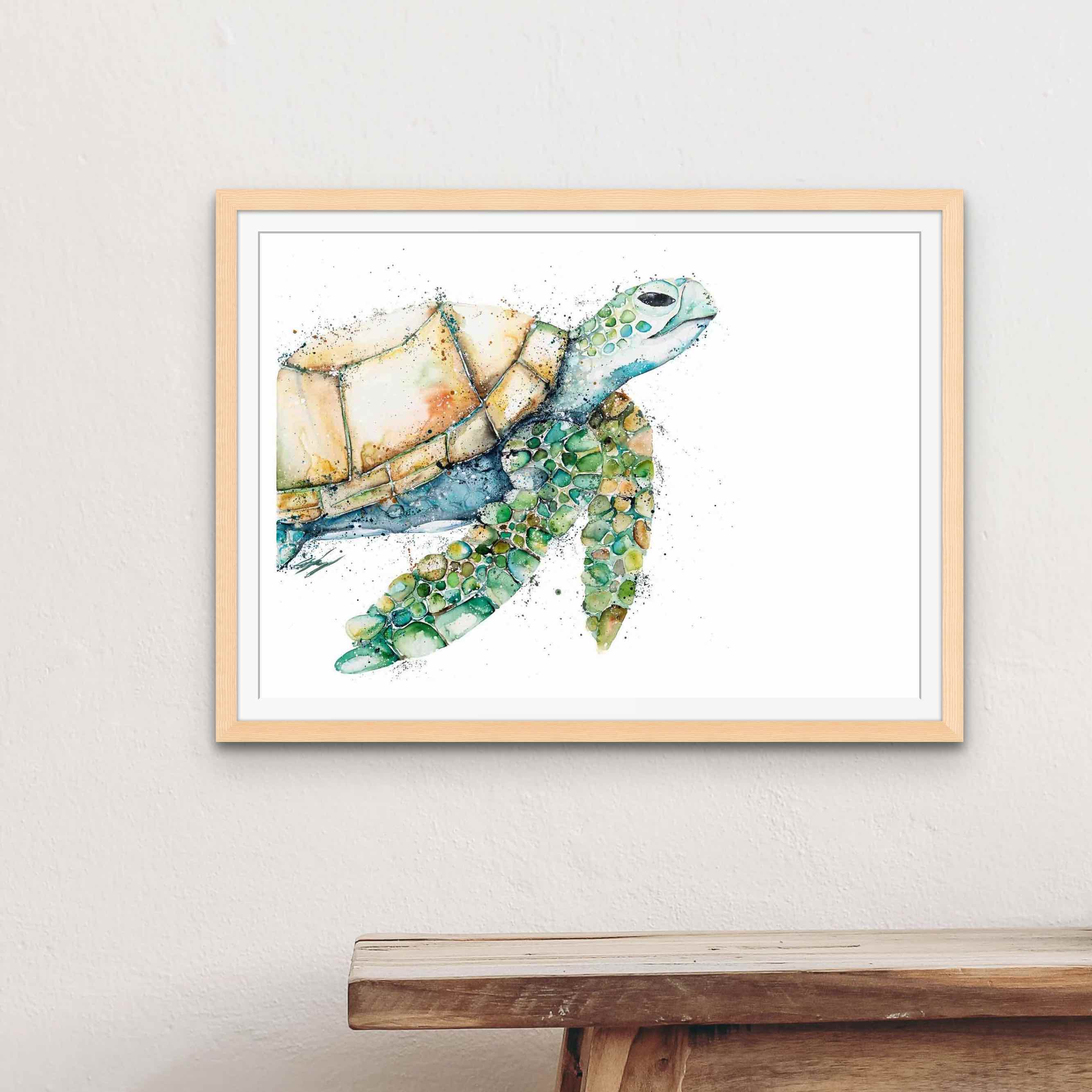 my own way fine art turtle print framed in oak