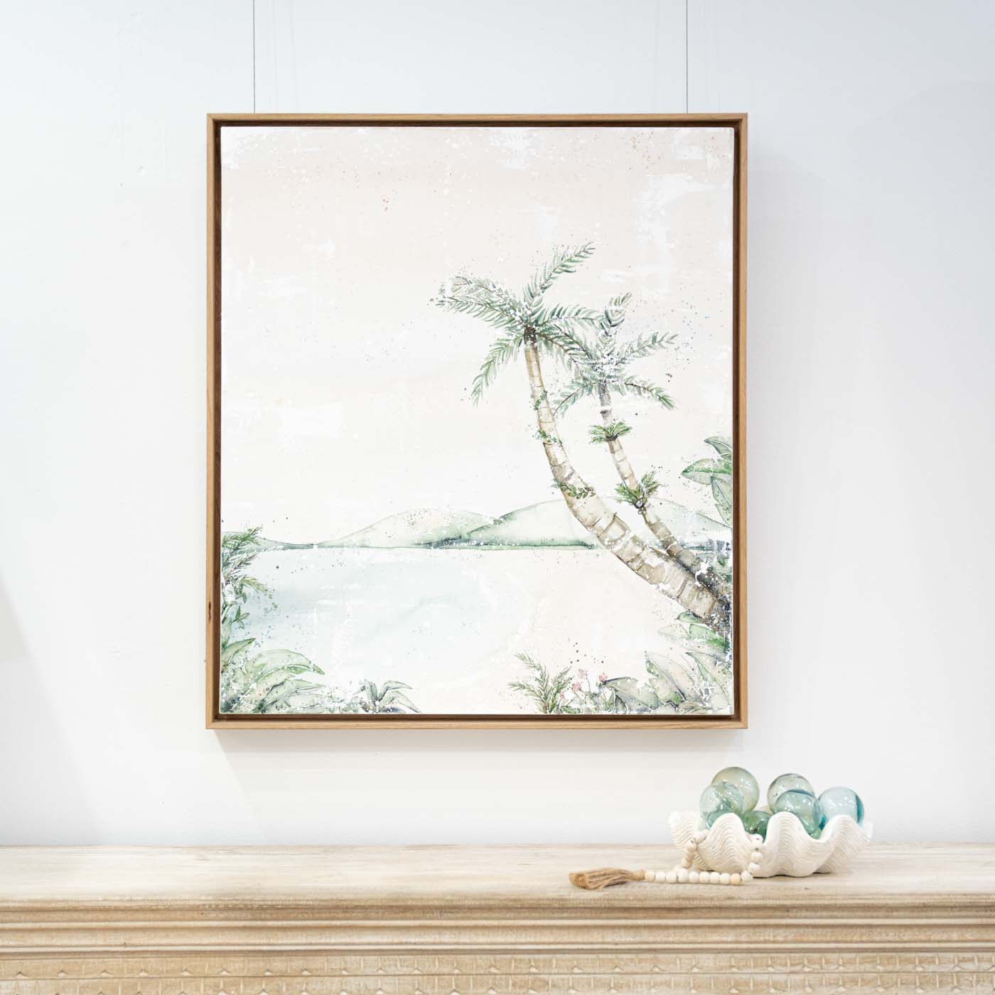 Port Douglas Paradise Palms Original Framed Canvas Artwork hanging in gallery