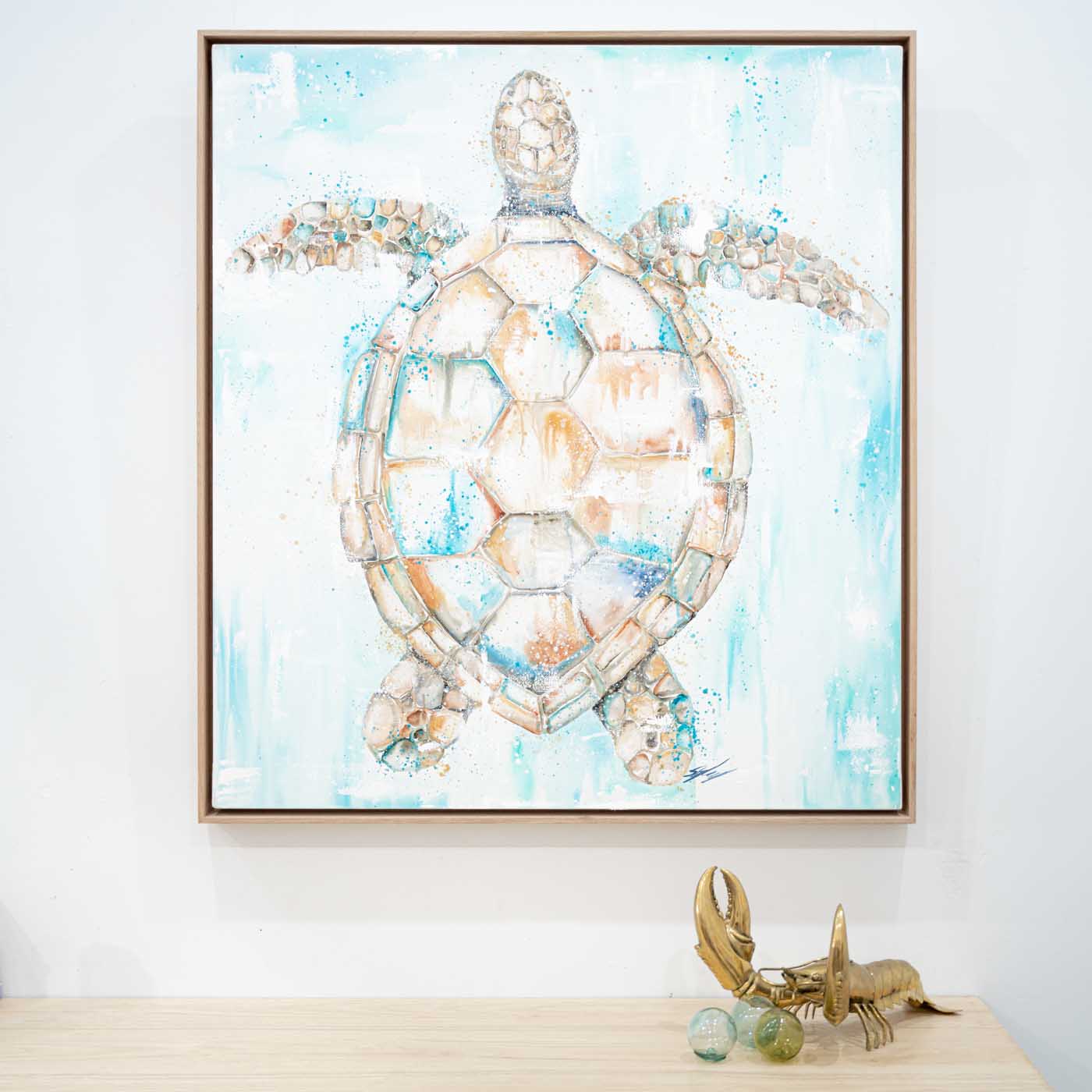 Pastel Palooza framed turtle artwork wall art in canvas