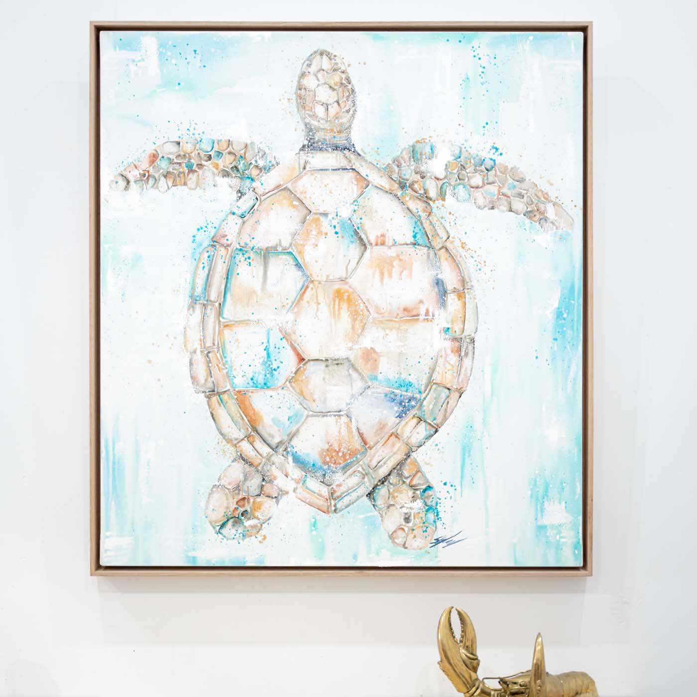 Pastel Palooza framed turtle artwork wall art in canvas 2