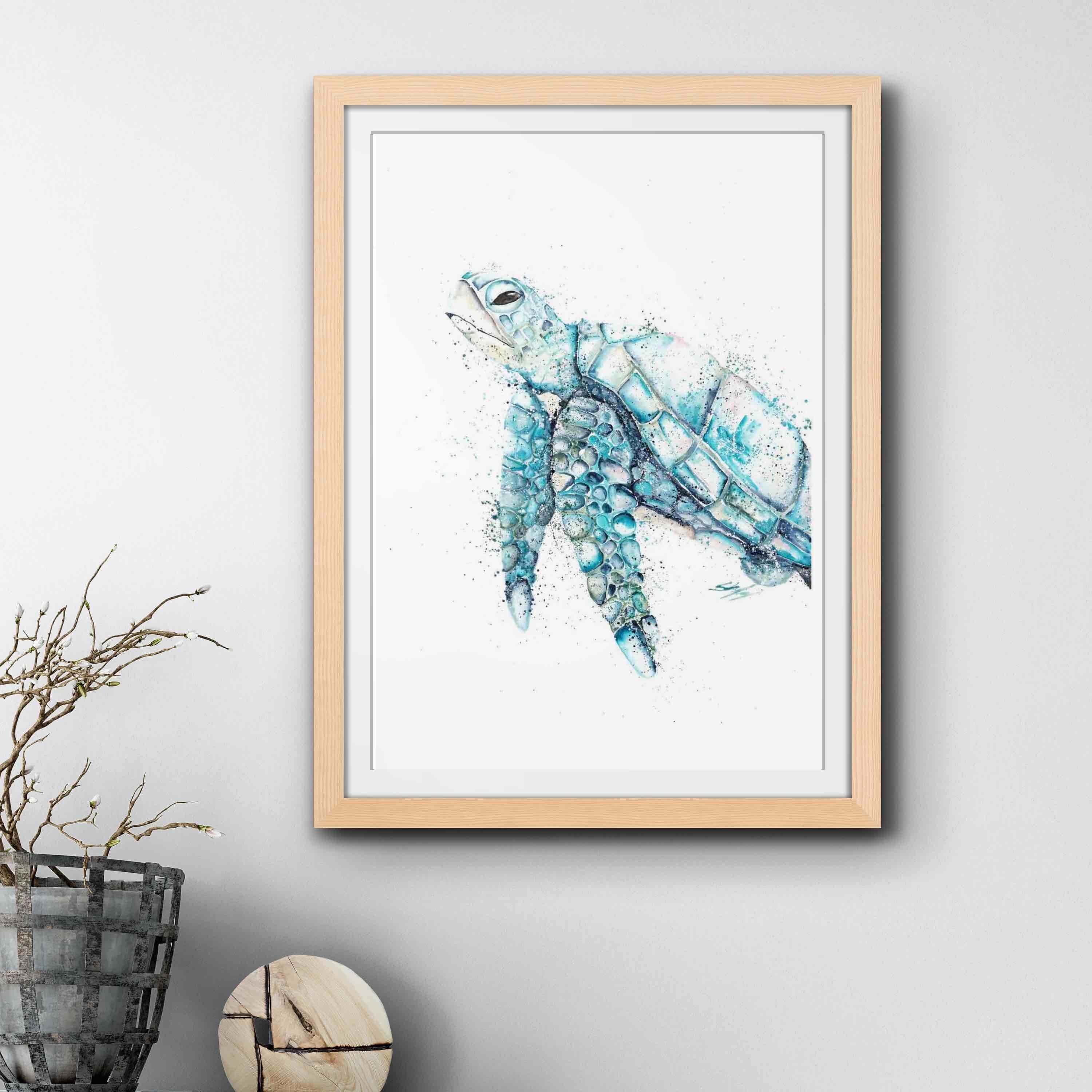 portrait wall art turtle print framed 1