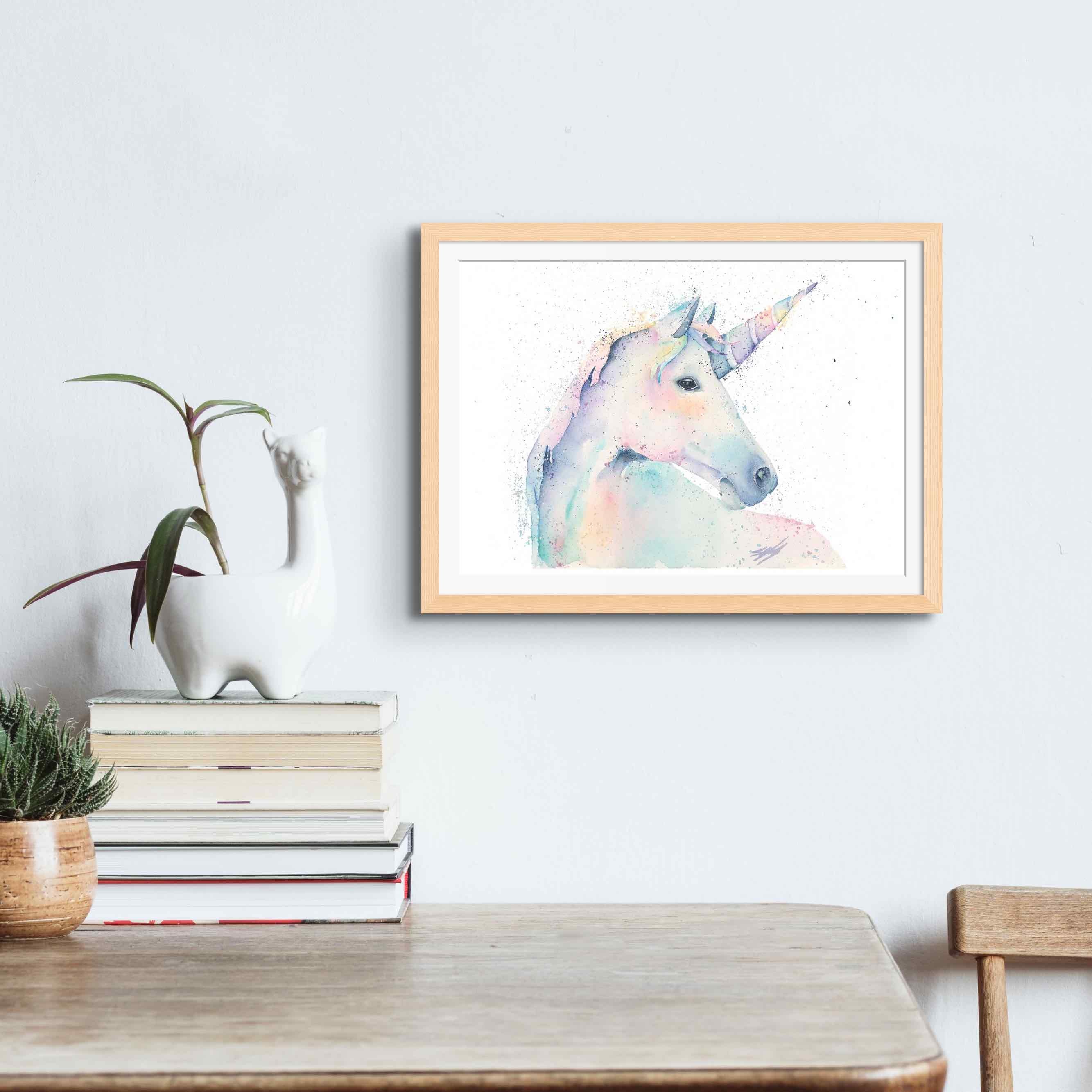 watercolour unicorn paper print by stephanie elizabeth artwork 1