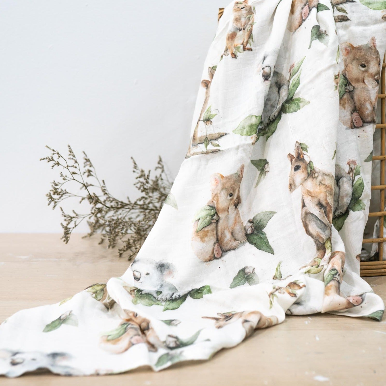 Australian Animals Baby Swaddle made from 100% bamboo by Stephanie Elizabeth Artwork