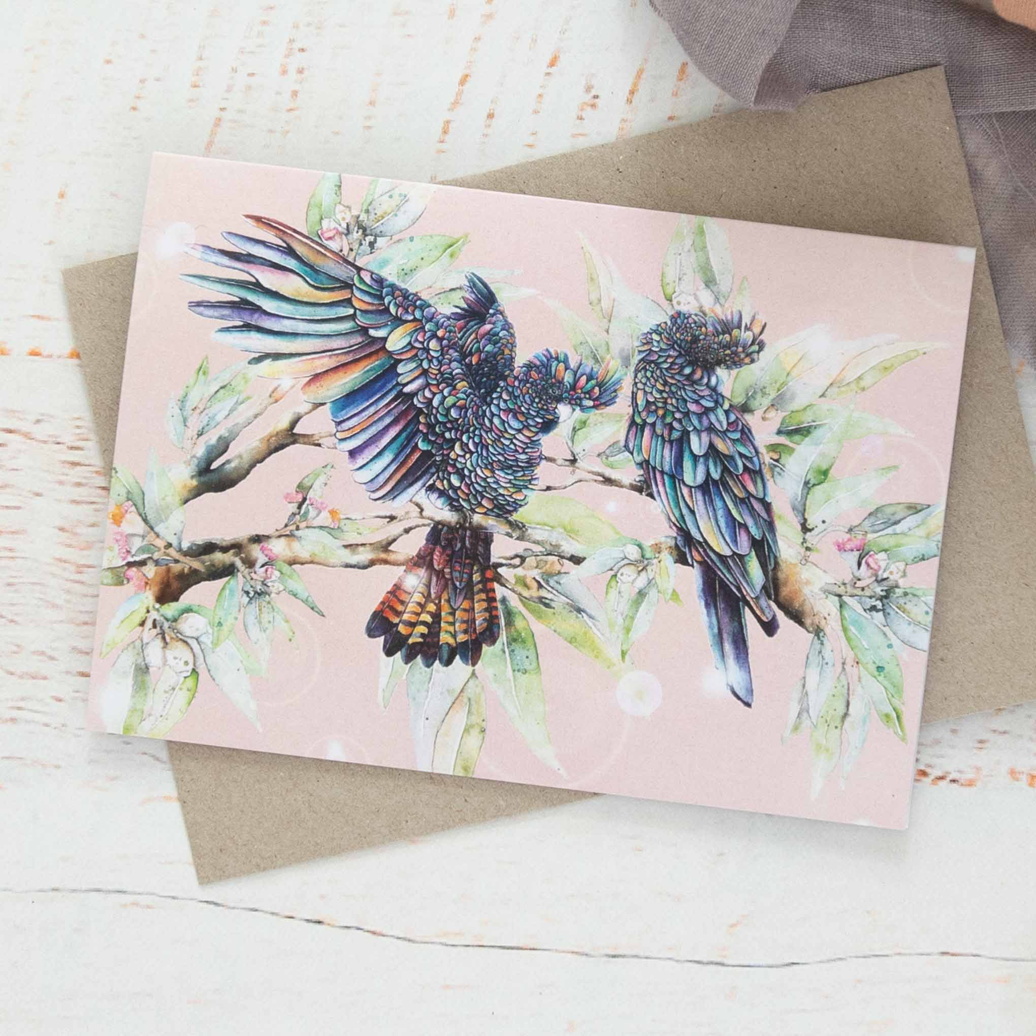 Greeting Card Black Cockatoos