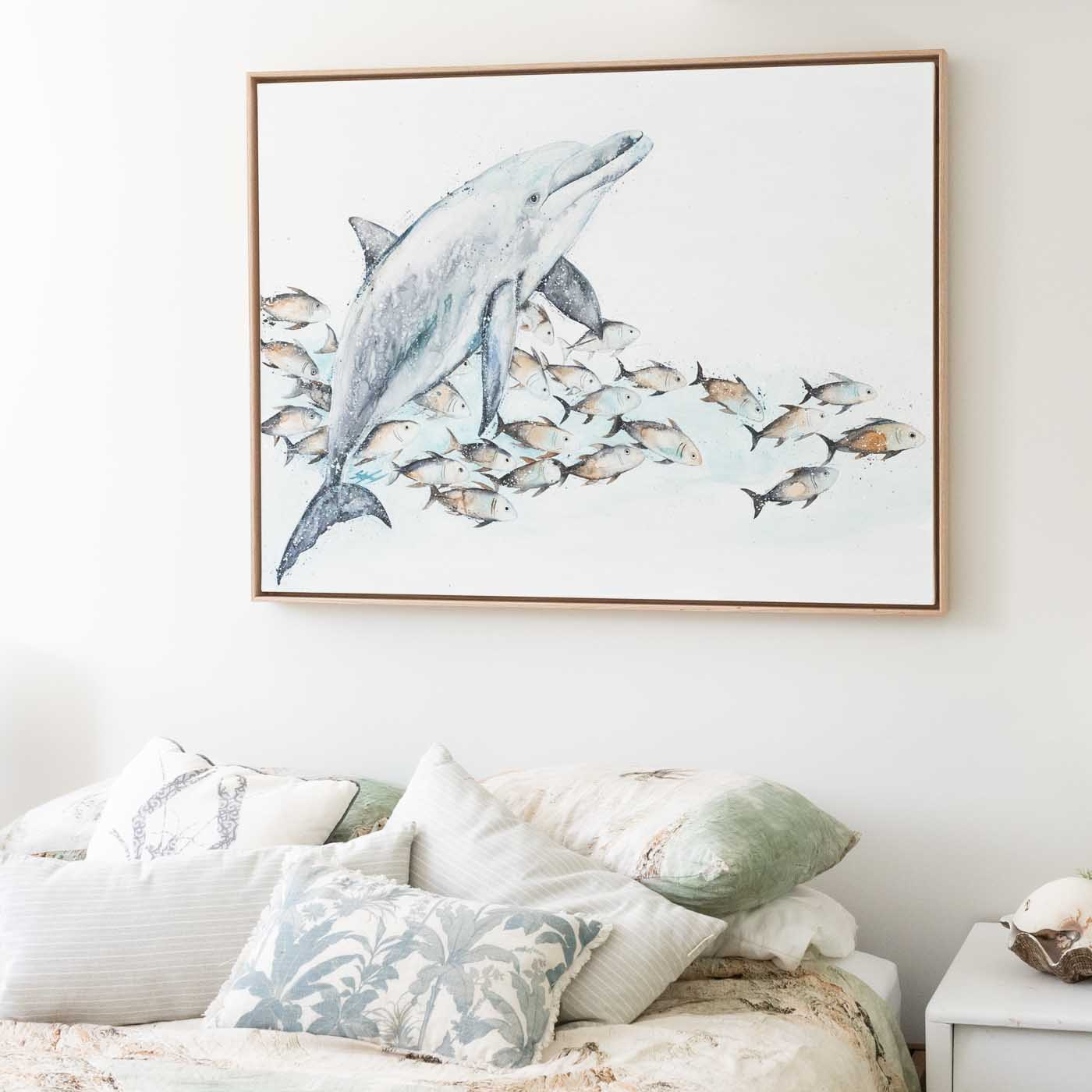 Dolphin artwork framed canvas wall art