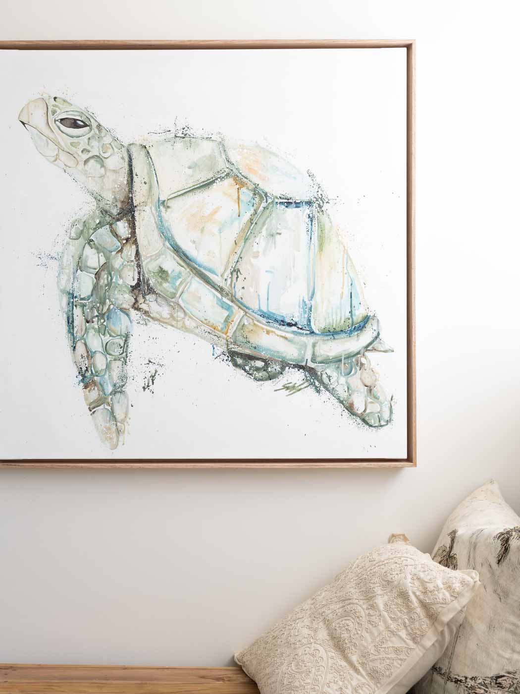 Framed canvas wall art turtle