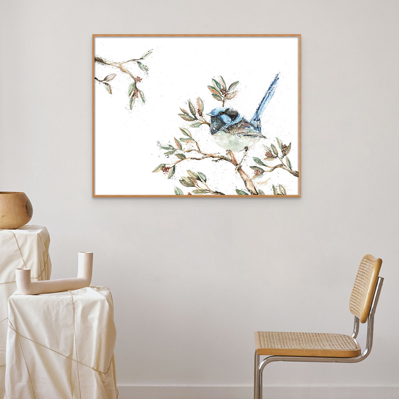 Blue Fairy wren fine wall art in home