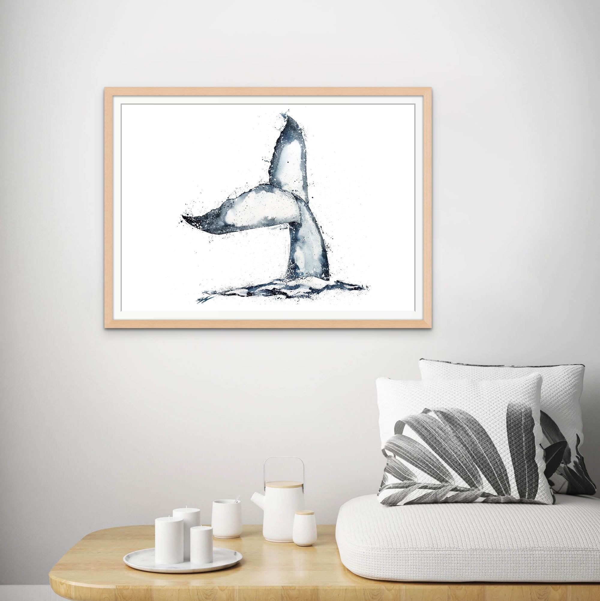 Humpback Whale Tail framed fine art paper print