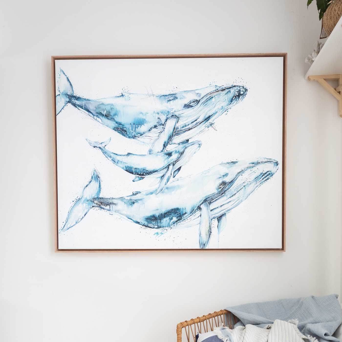 humpback whale family canvas artwork
