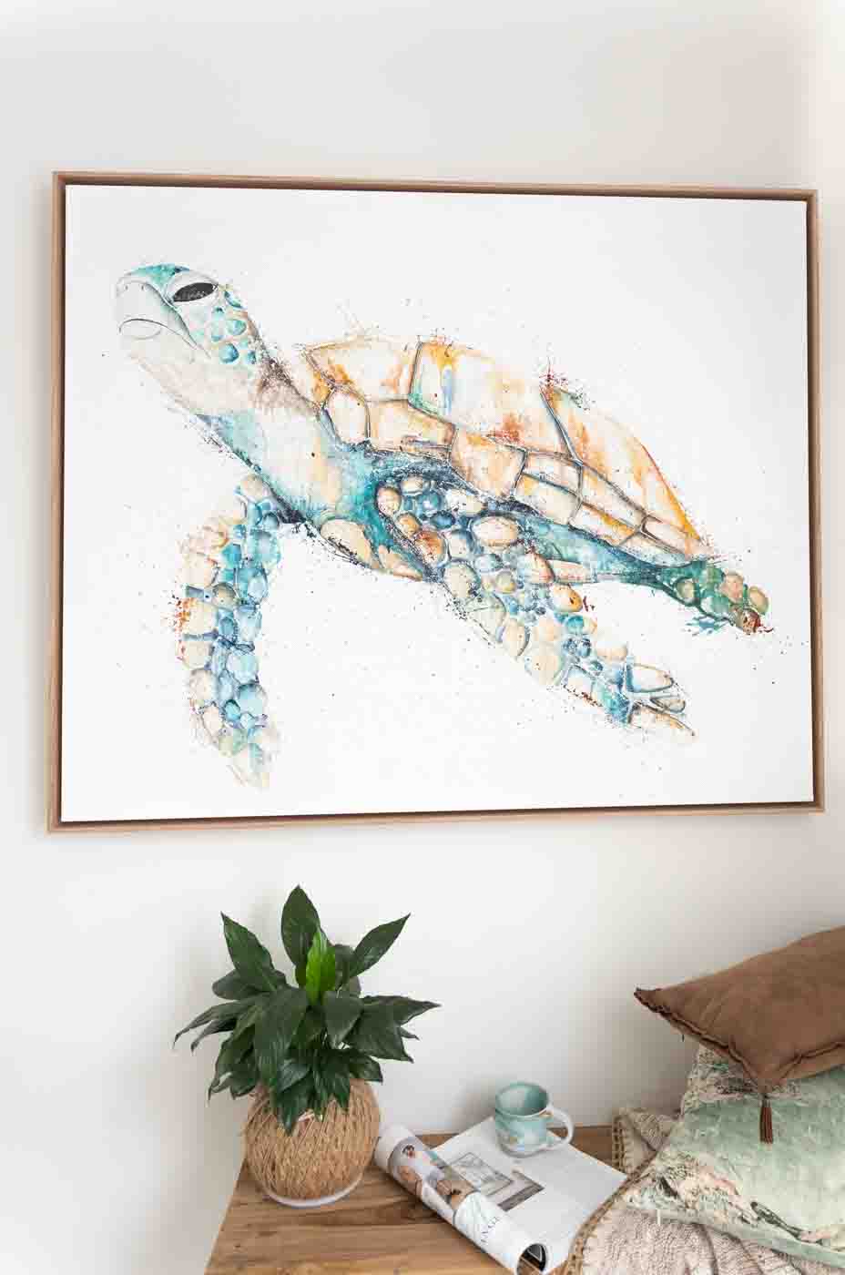 Framed Turtle canvas wall art