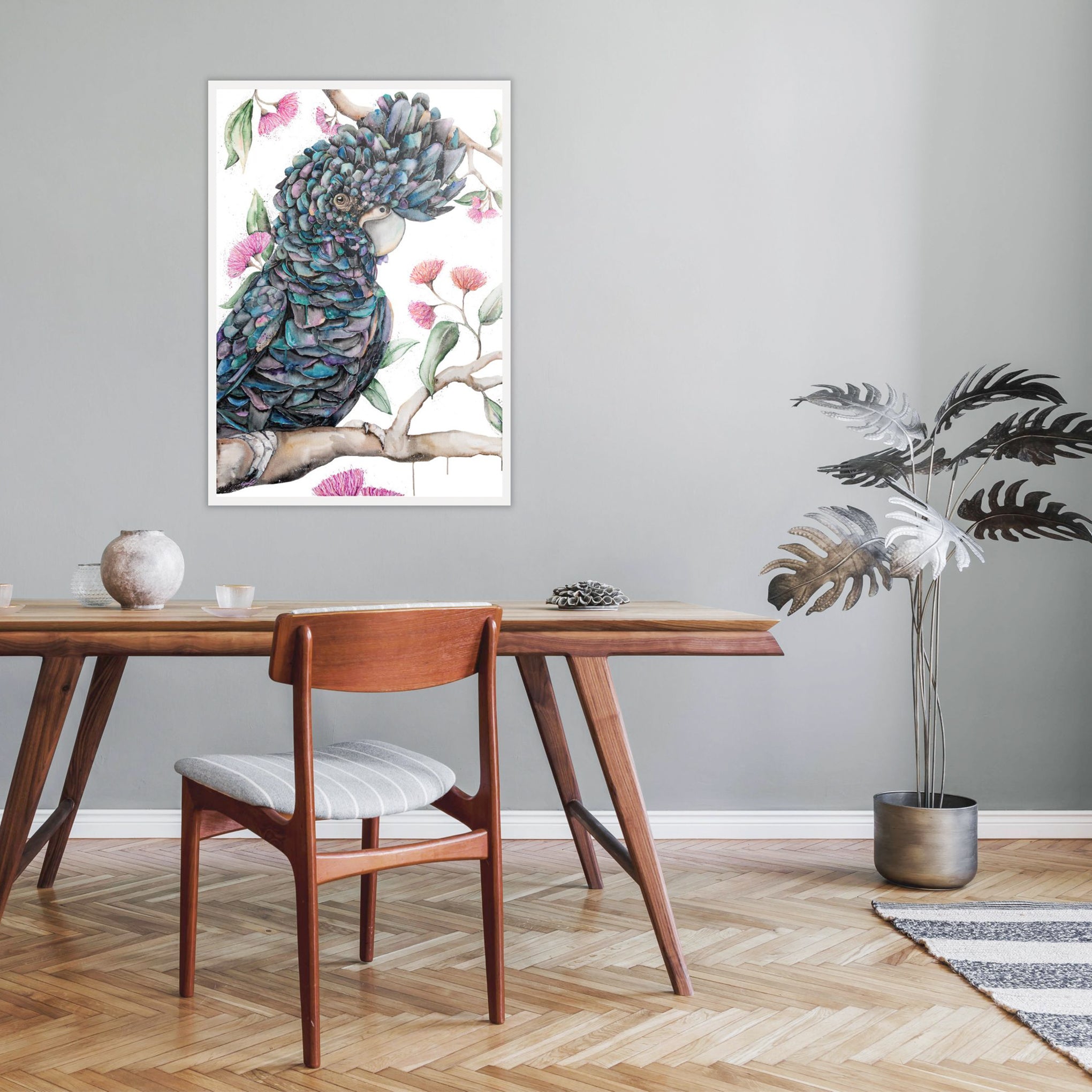 Black Cockatoo giant canvas watercolour original artwork