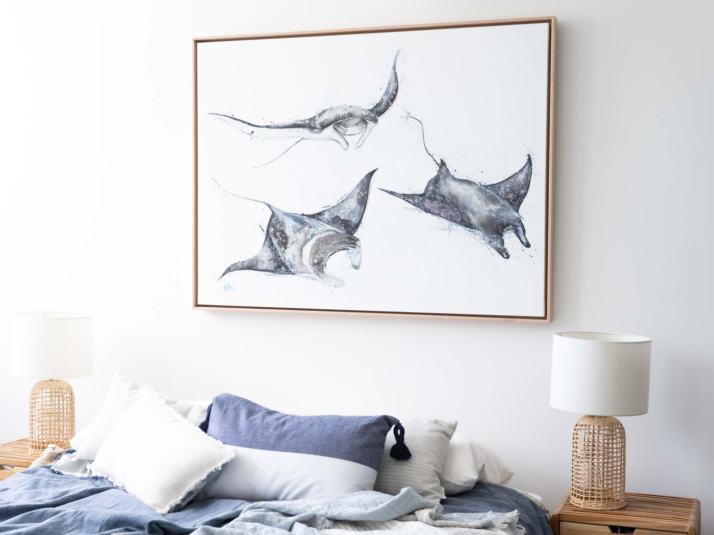 manta rays framed canvas print