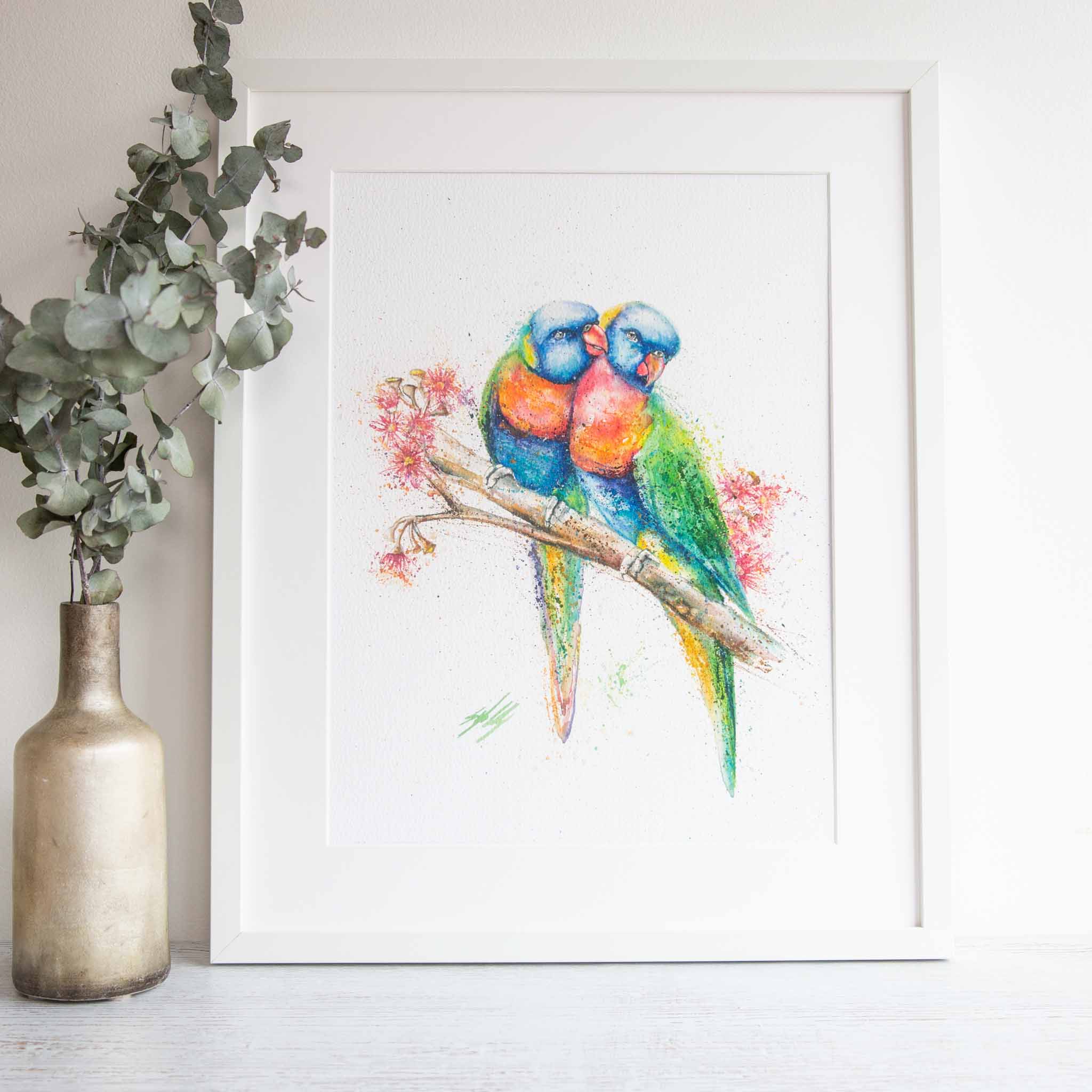 Framed Print Lorikeet Love by Stephanie Elizabeth Artwork