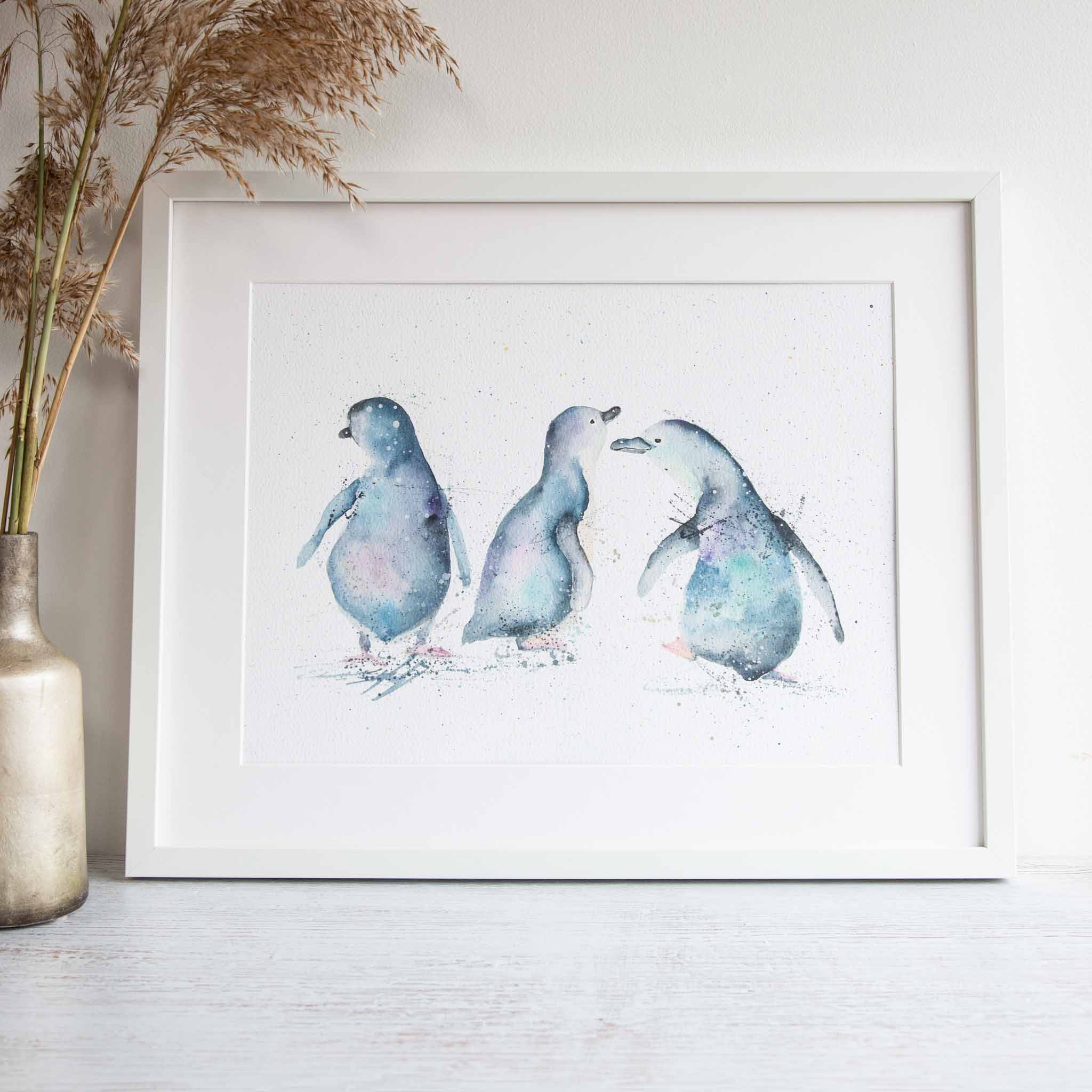 Penguin Party framed print by Stephanie Elizabeth Artwork