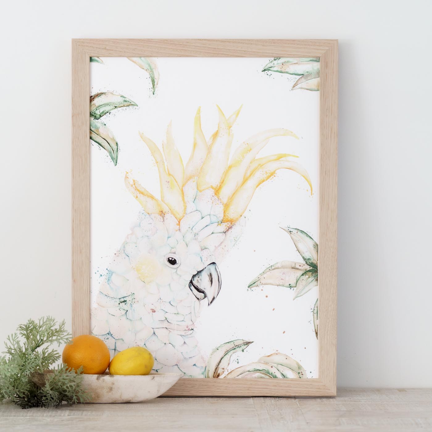 white cockatoo paper print framed wall art 