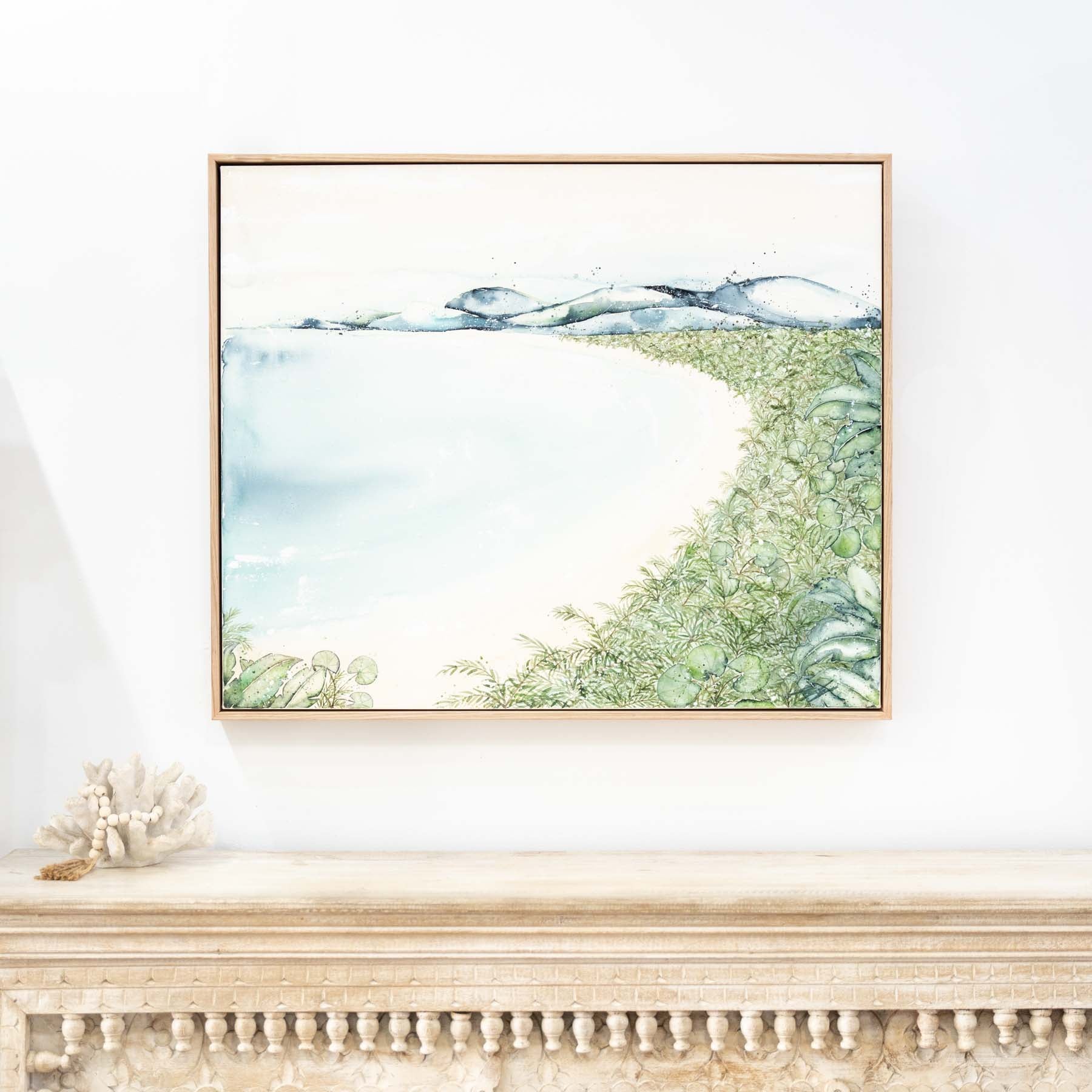 four mile port douglas landscape original artwork canvas framed in oak