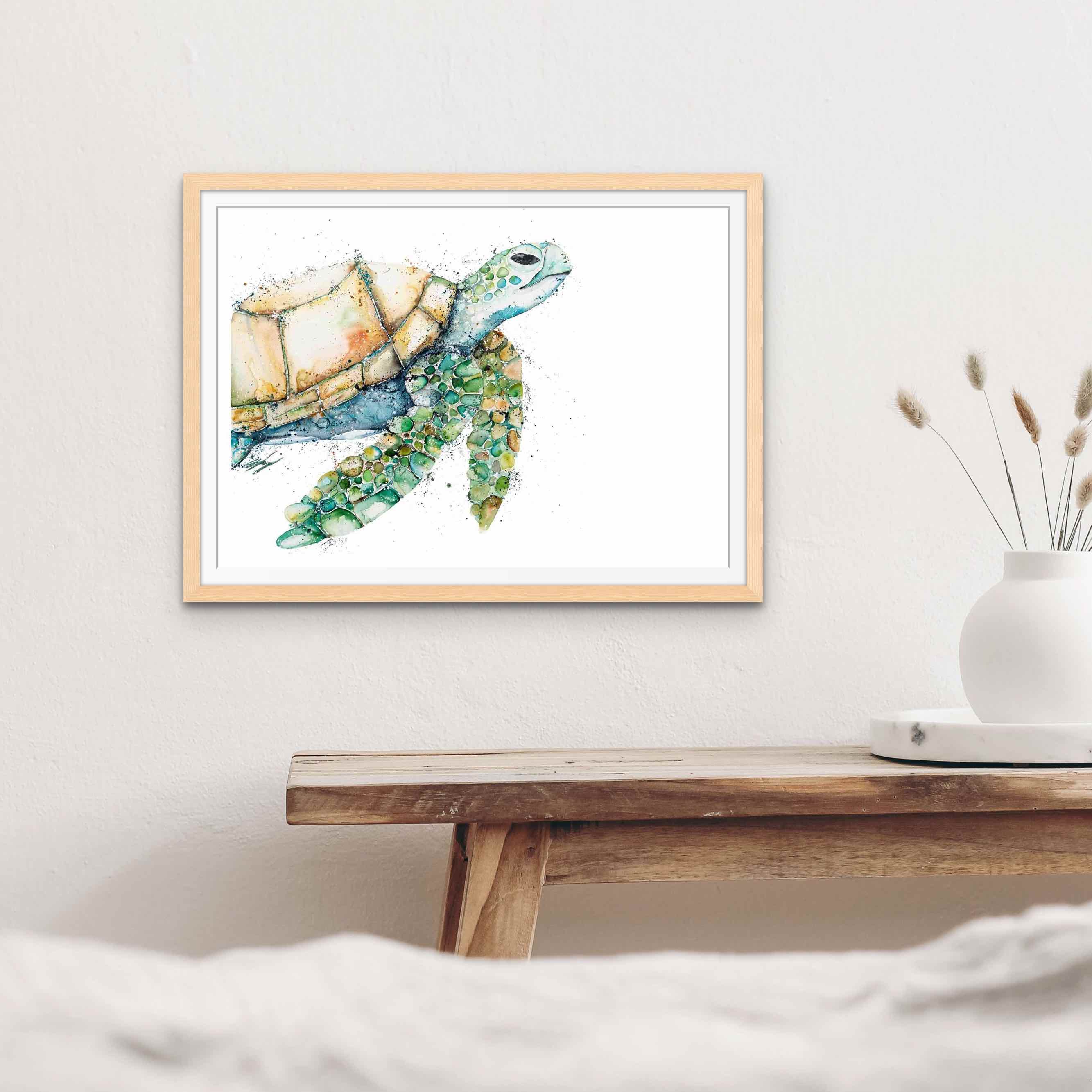 my own way fine art turtle print framed in oak