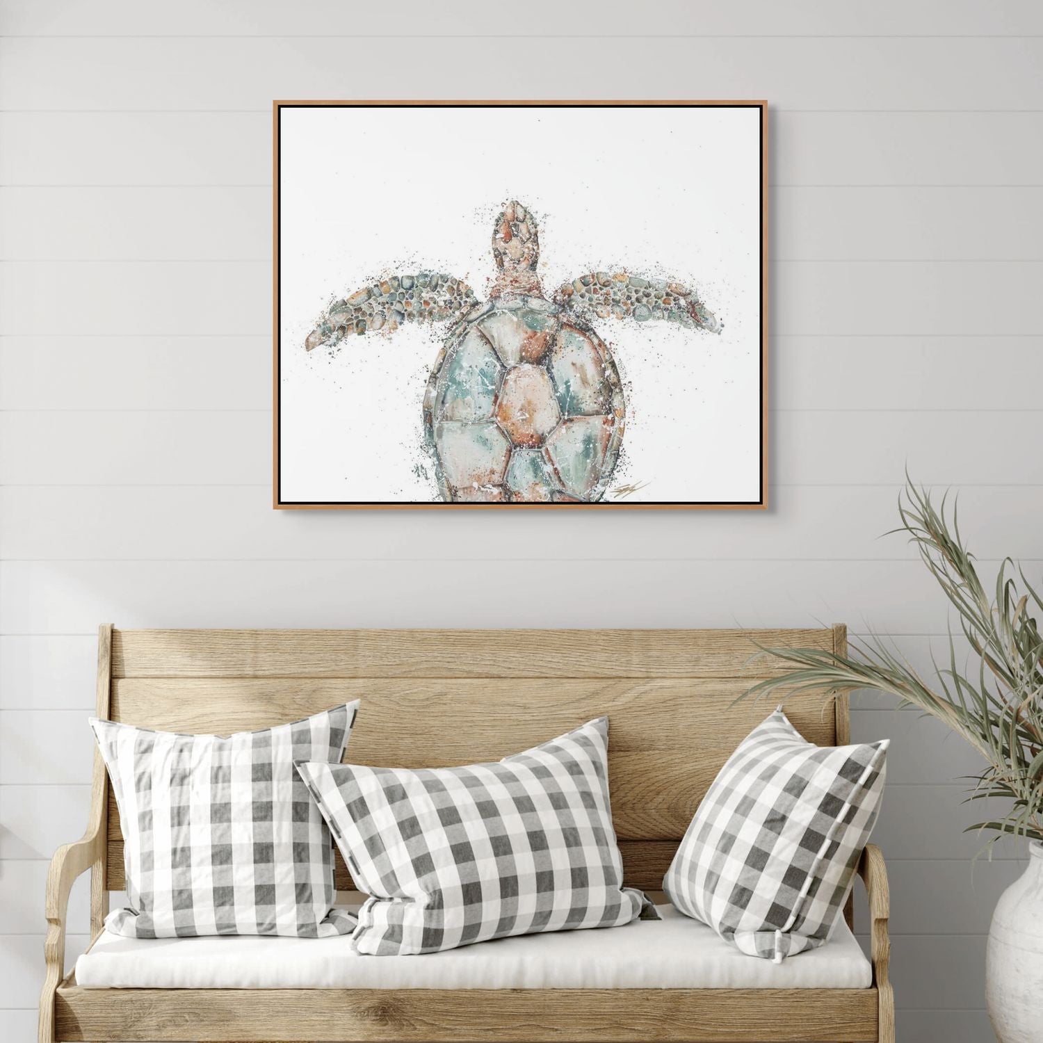 A Bird's Eye View turtle painting by Stephanie Elizabeth – framed acrylic canvas artwork