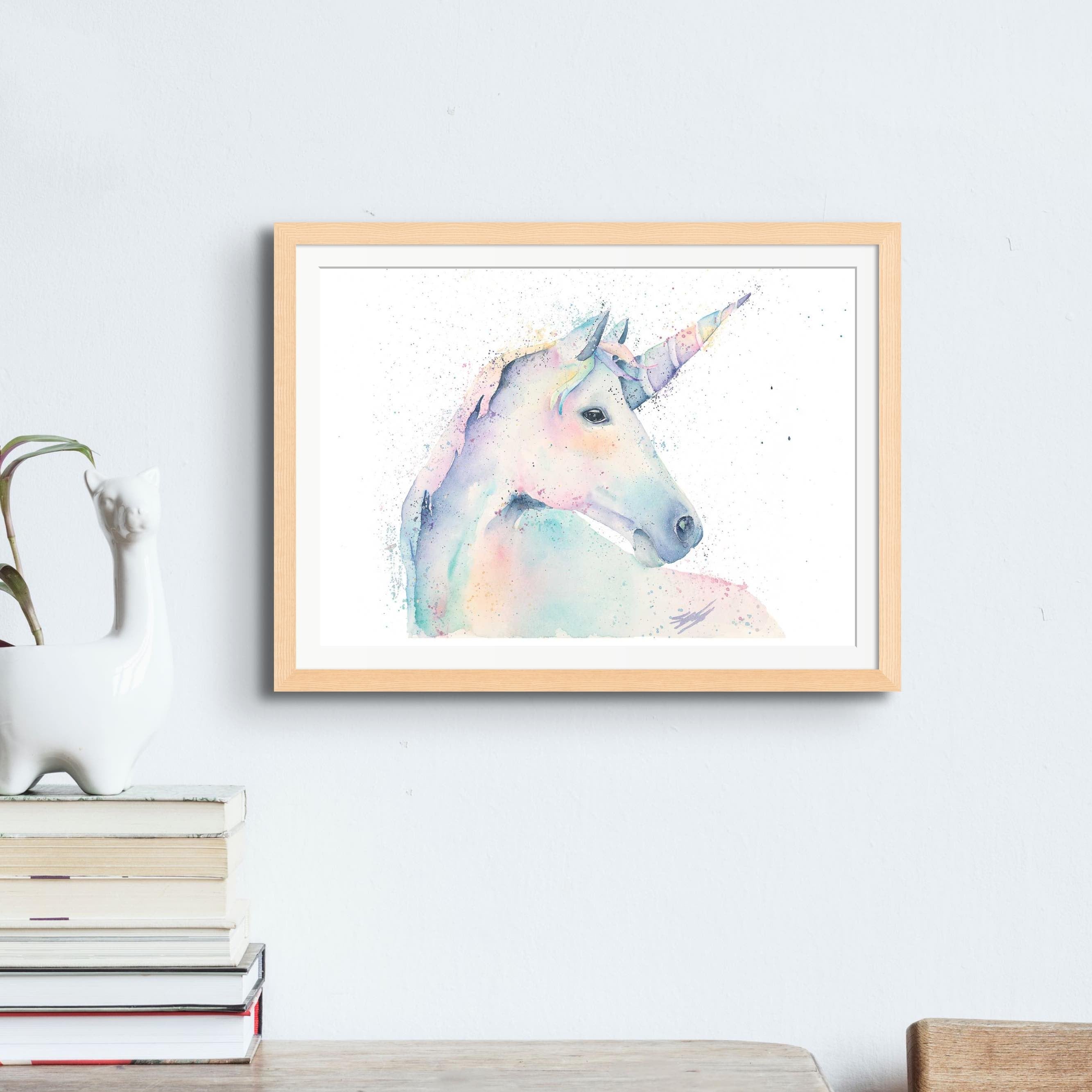 watercolour unicorn paper print by stephanie elizabeth artwork