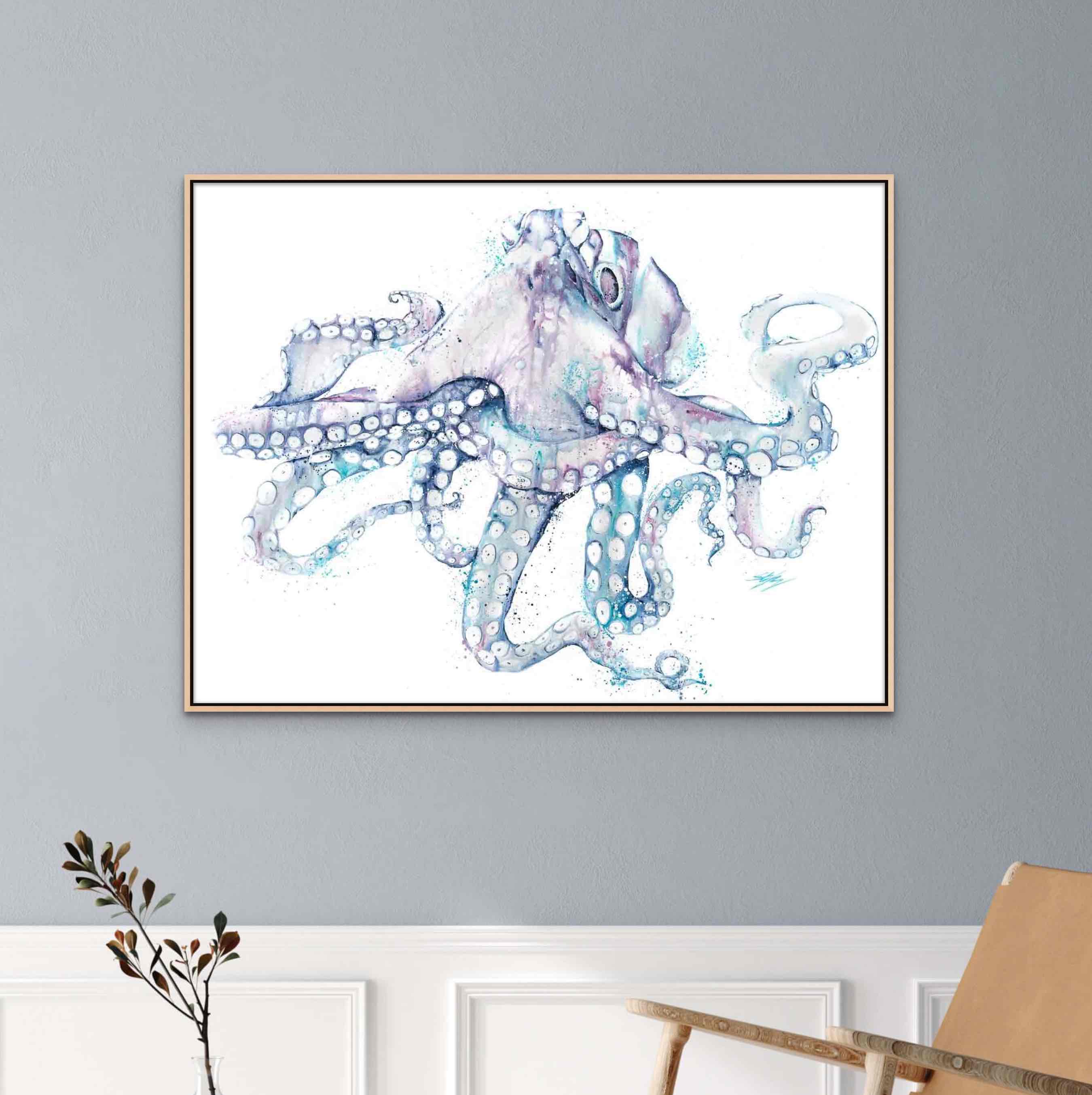 framed australian oak octopus canvas print by stephanie elizabeth artwork 1