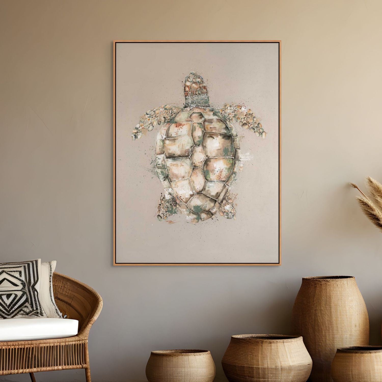 Loggerhead sea turtle painting by Stephanie Elizabeth – framed acrylic canvas artwork 1