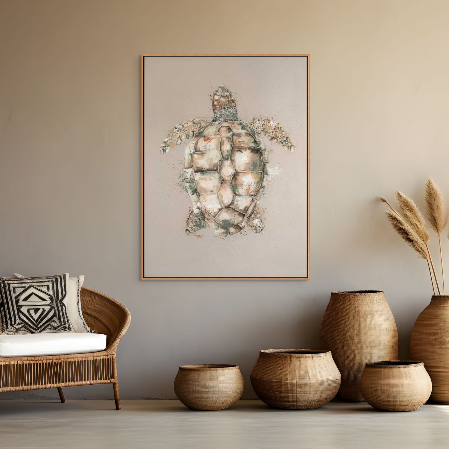 Loggerhead sea turtle painting by Stephanie Elizabeth – framed acrylic canvas artwork