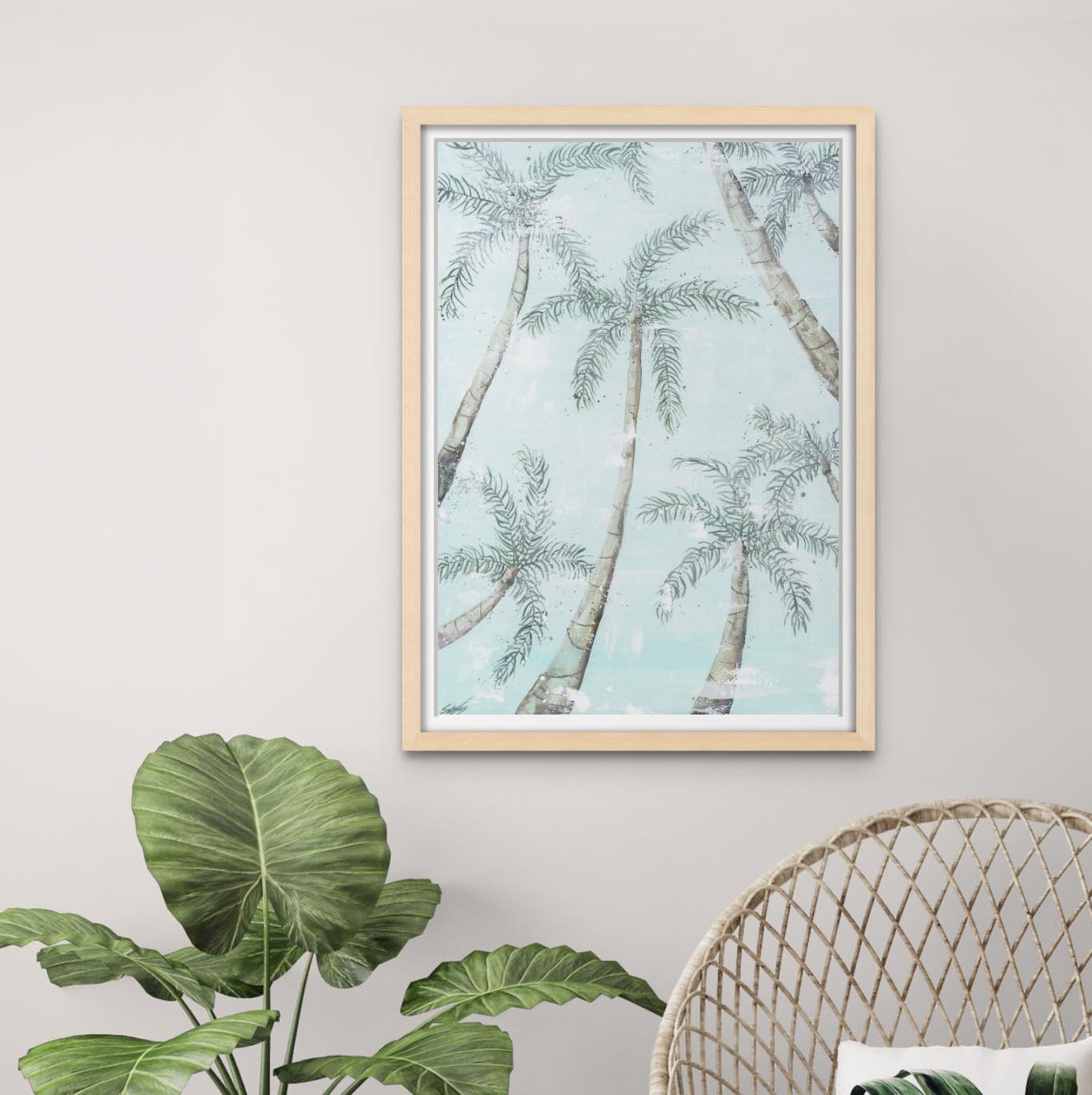 look up palm trees limited edition giclee paper prints by stephanie elizabeth artwork