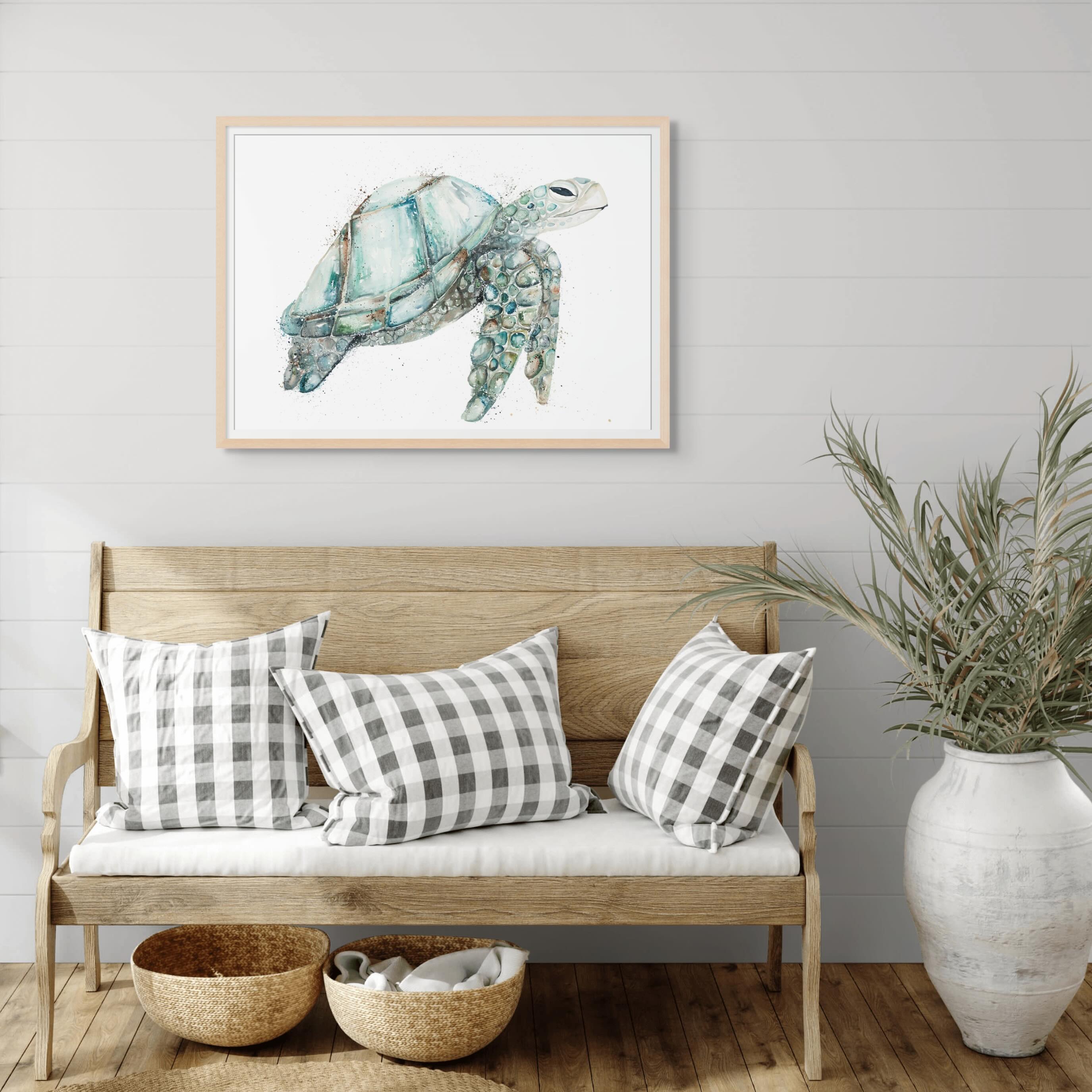 Limited Edition Opal Turtle Fine Art Print in Turquoise