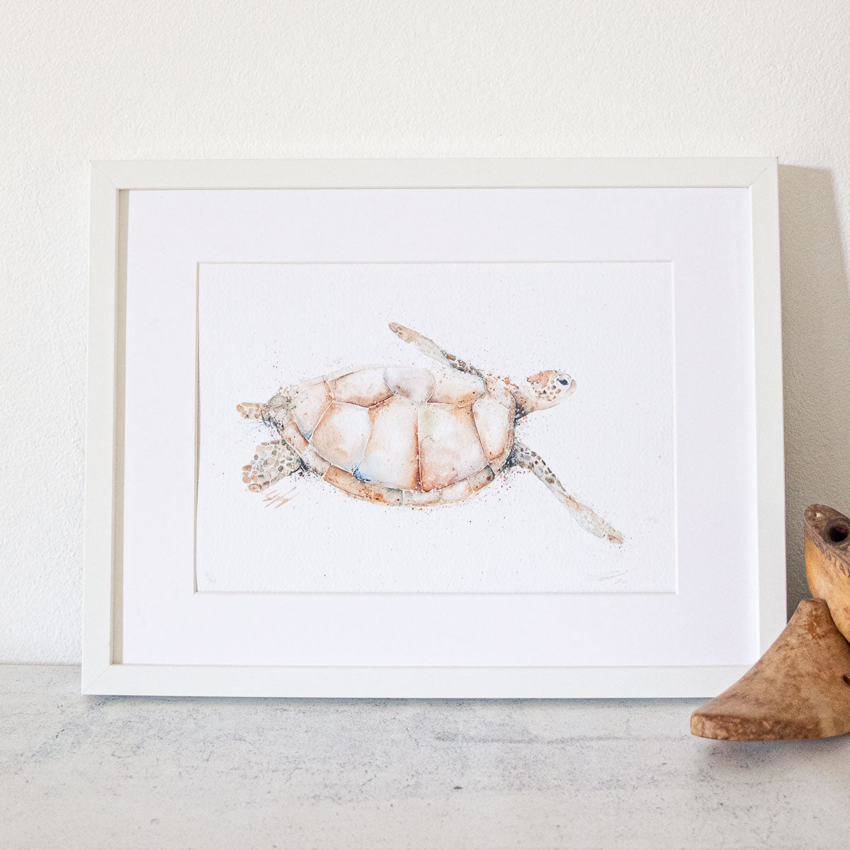 Framed blonde turtle artwork print