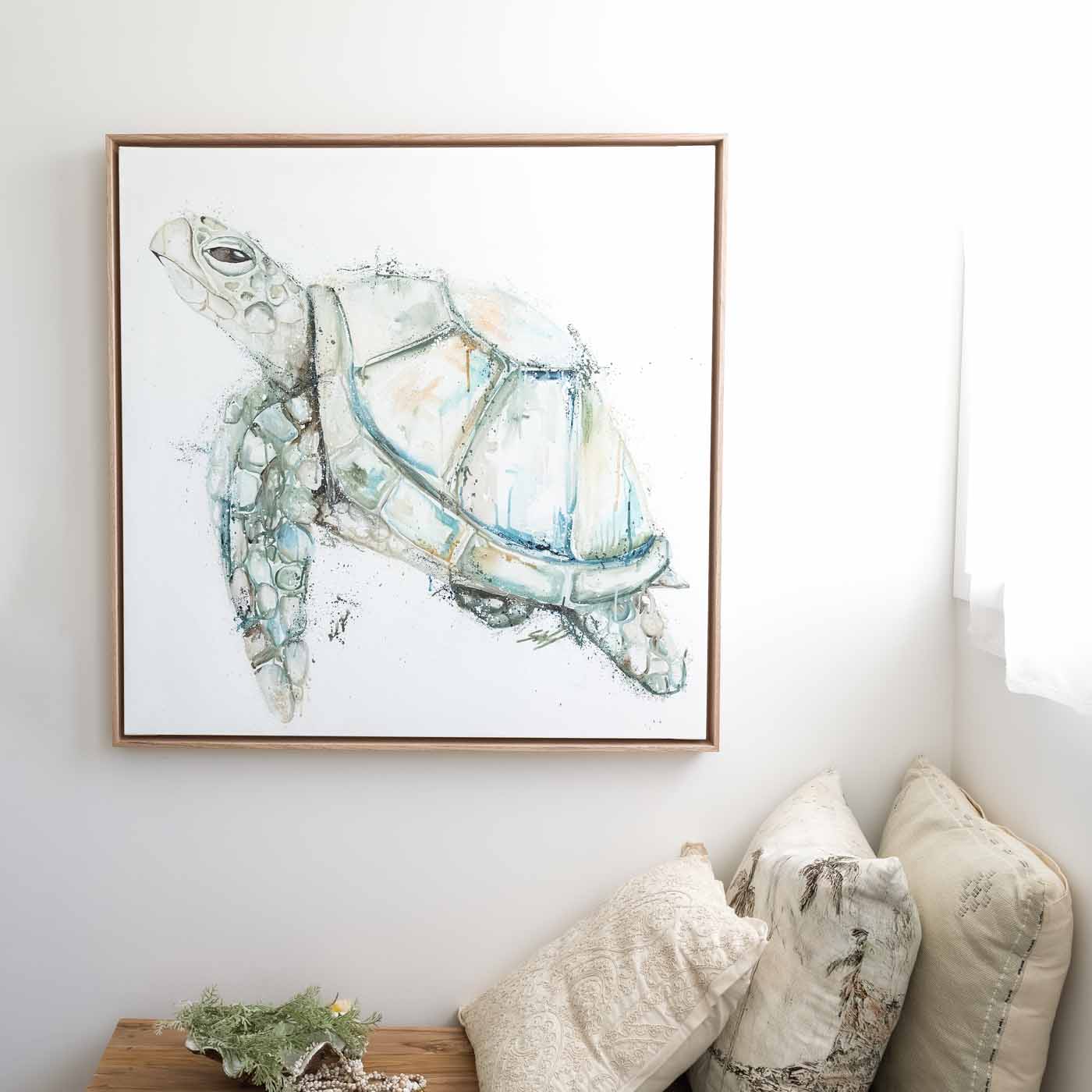 Framed canvas wall art turtle