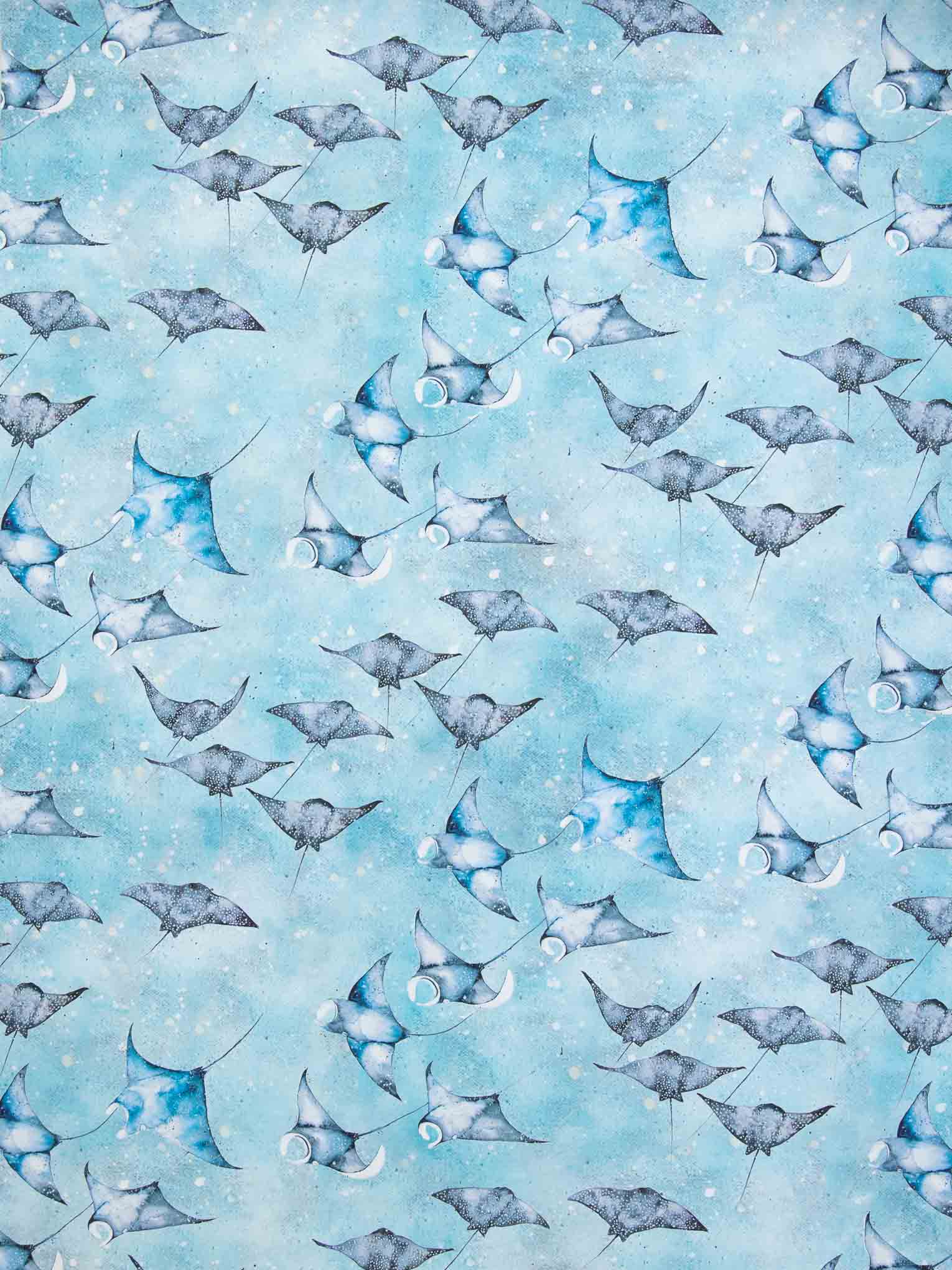 Manta Ray & Eagle Rays wrapping paper sheets with blue background
