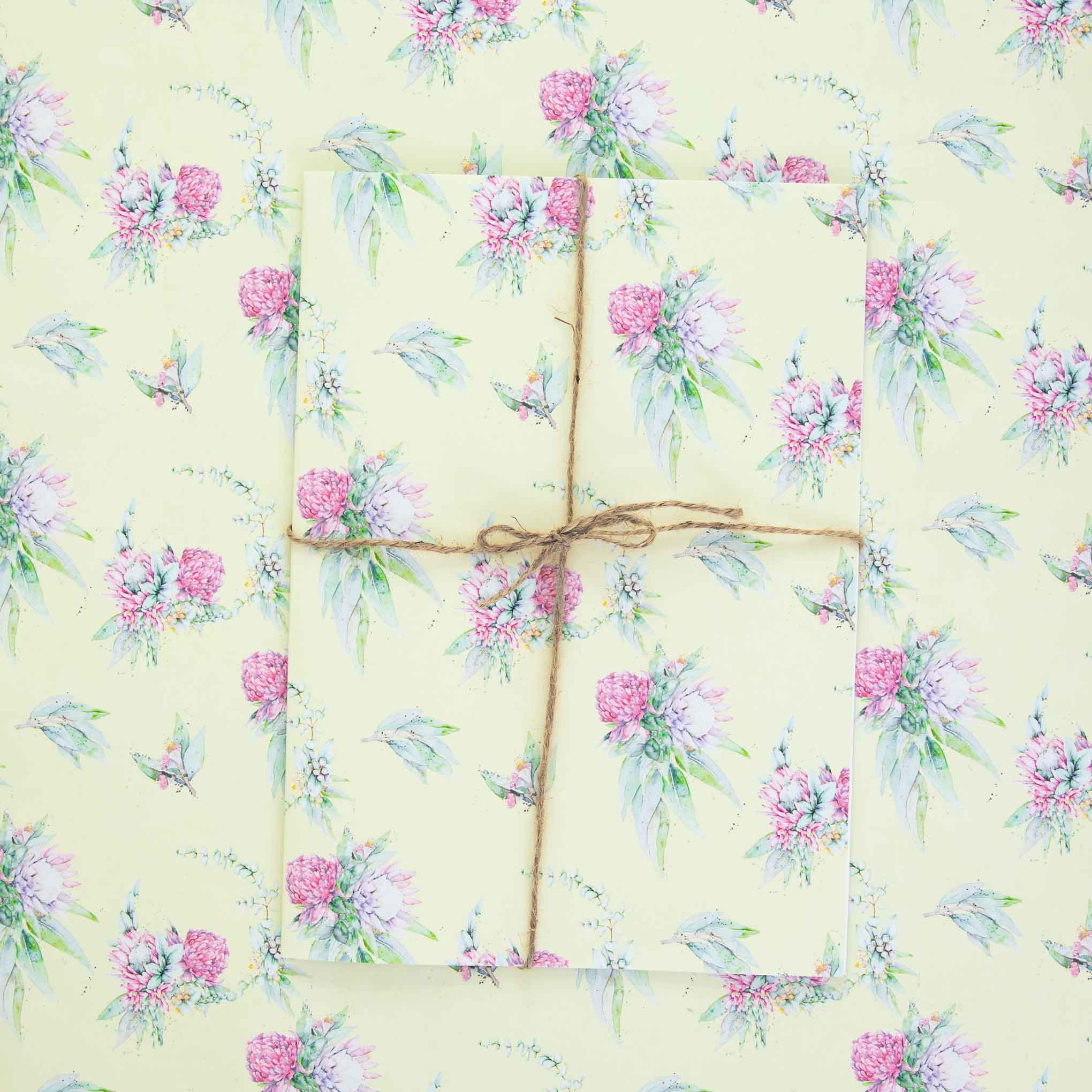 Native floral wrapping paper sheets by Stephanie Elizabeth Artwork