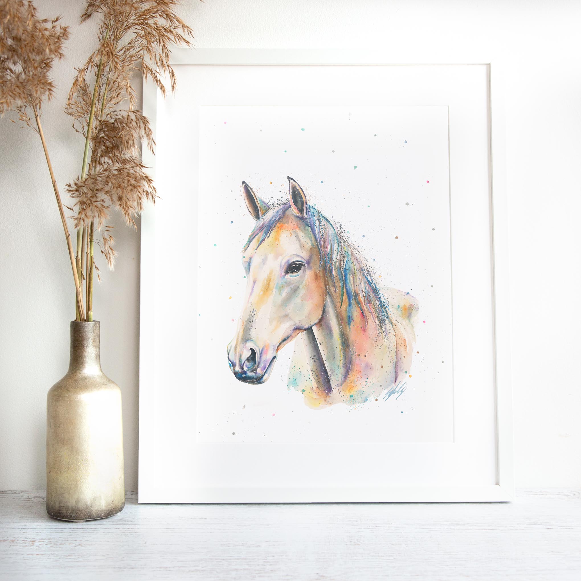 Watercolour horse painting framed by SEA