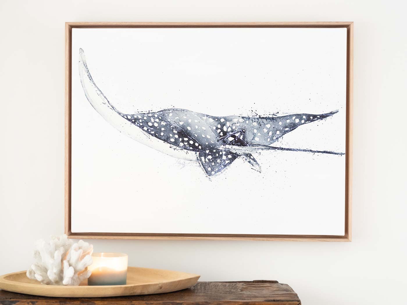 Spotted Eagle Ray Framed Canvas