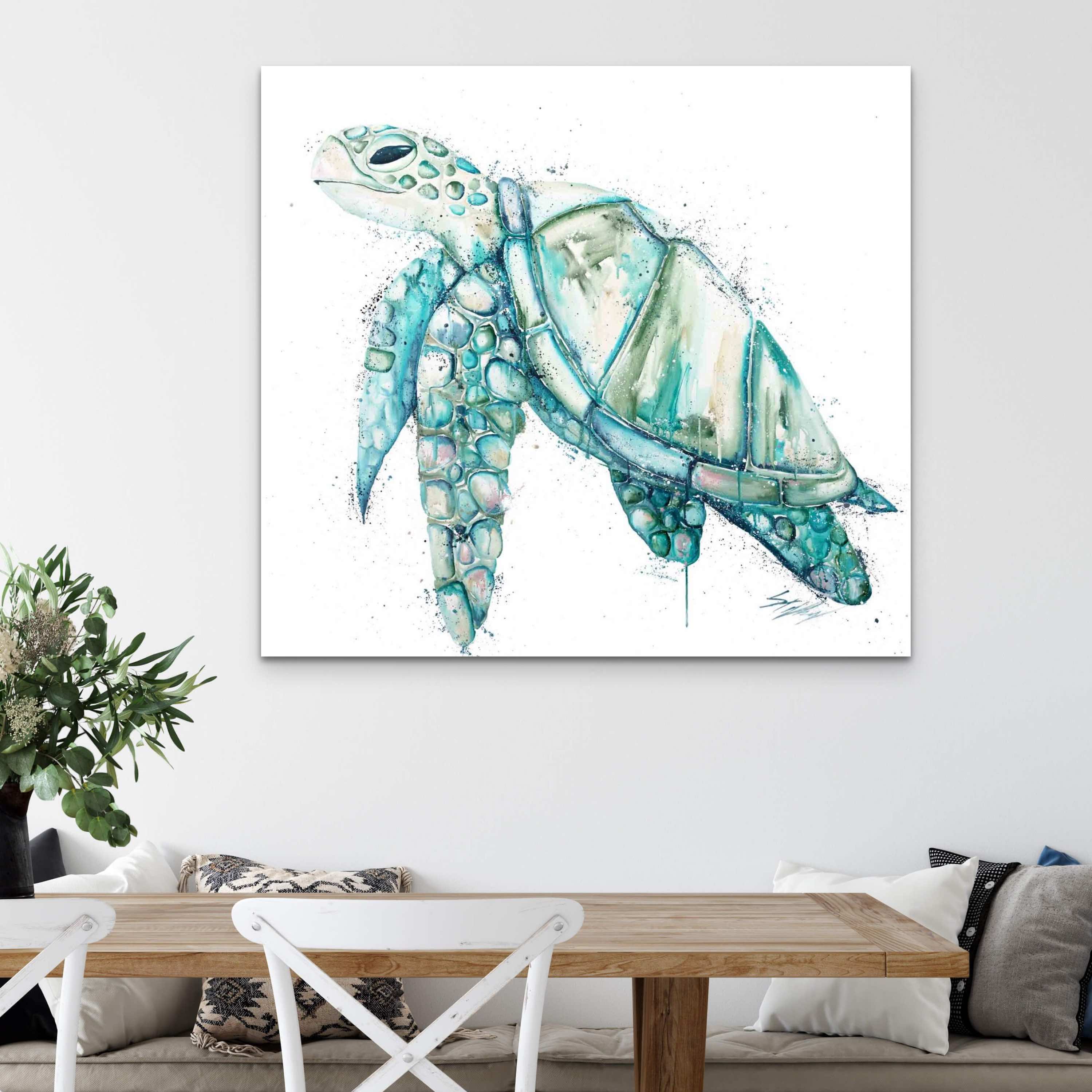 Aqua Sea Turtle Fine art canvas print
