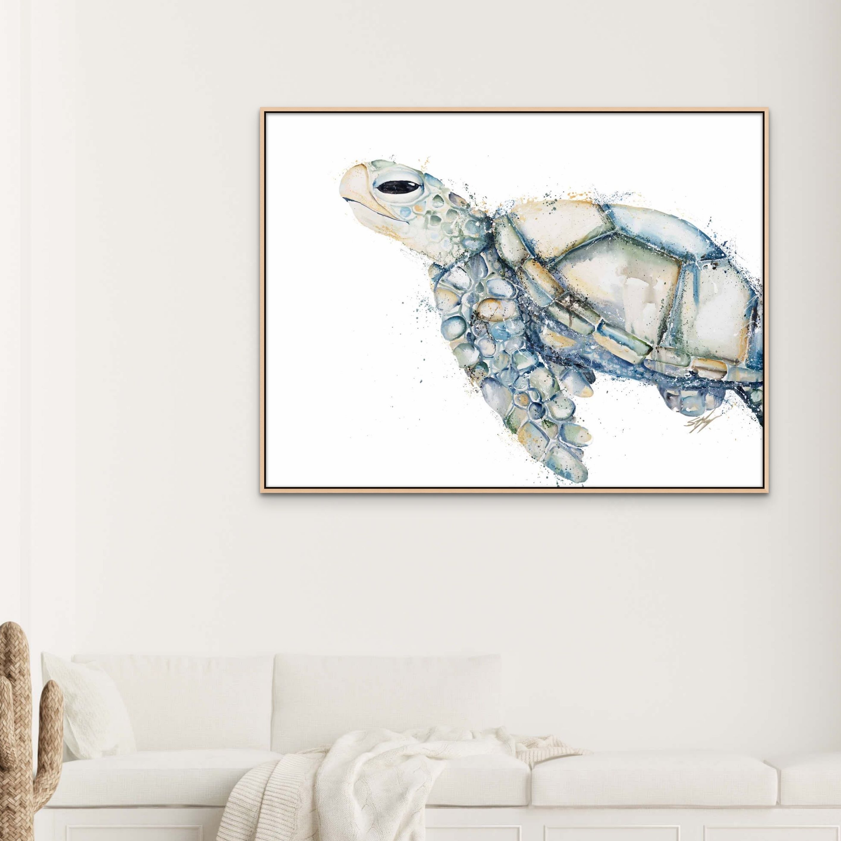 blue-beige-turtle-fine-art-canvas-print-stephanie-elizabeth-artwork
