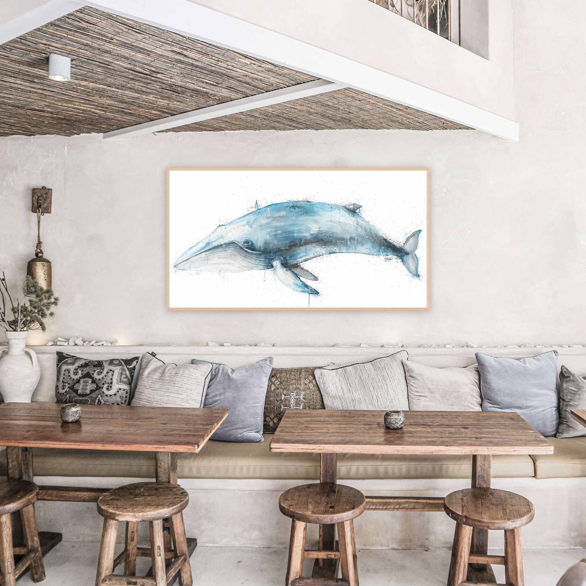 Minke whale large canvas print in restaurant