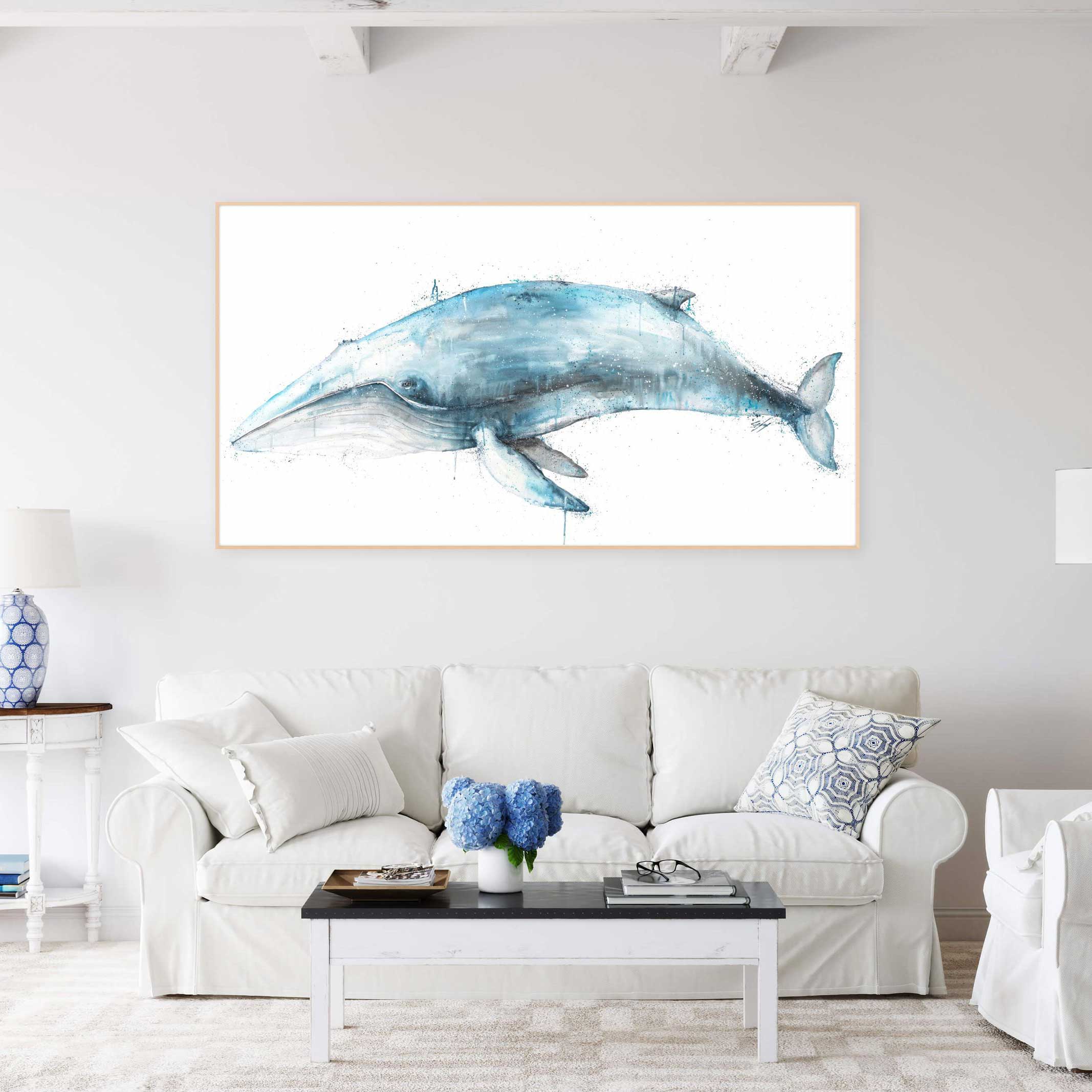 Minke whale large canvas print in dining room