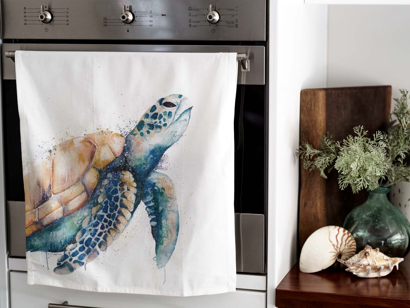 sea turtle organic cotton tea towel